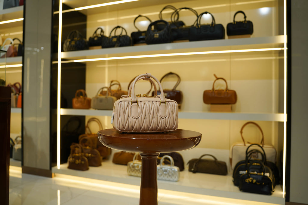 Miu Miu | Arcadie (Medium) – Matelassé – Blush – Gold Hardware