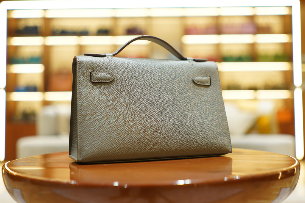 Hermes | Kelly Pochette – Epsom – Grey – Gold Hardware