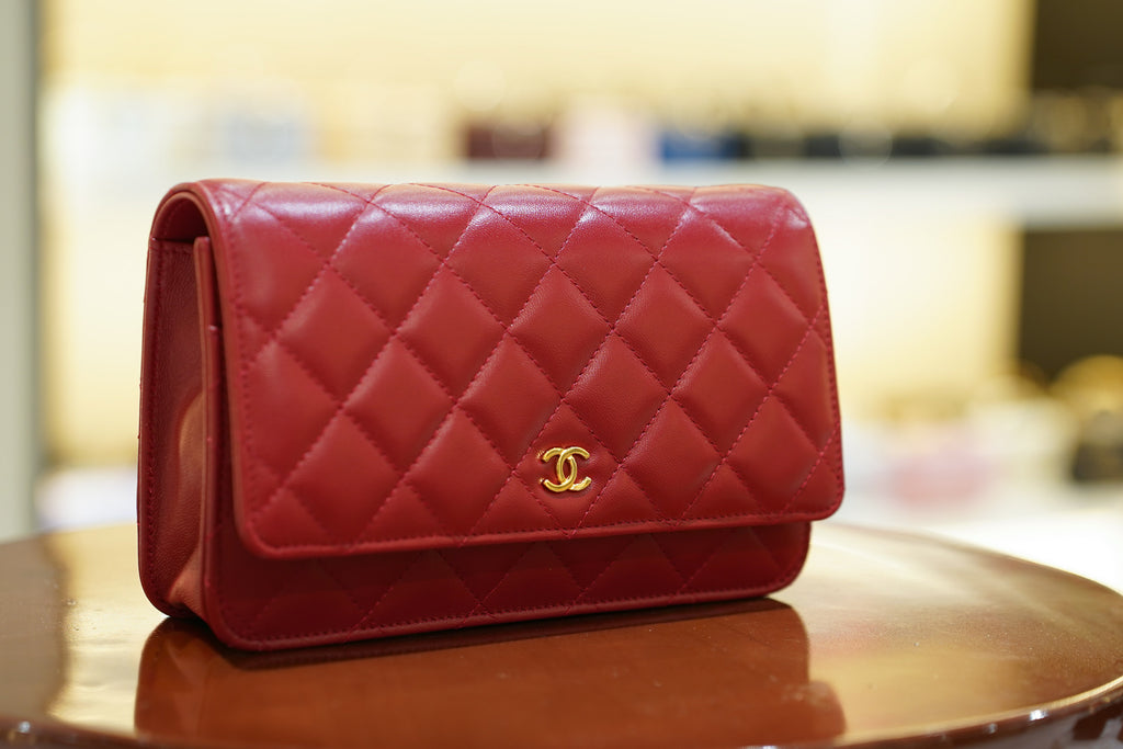Chanel | Wallet on Chain – Lambskin – Red – Gold Hardware