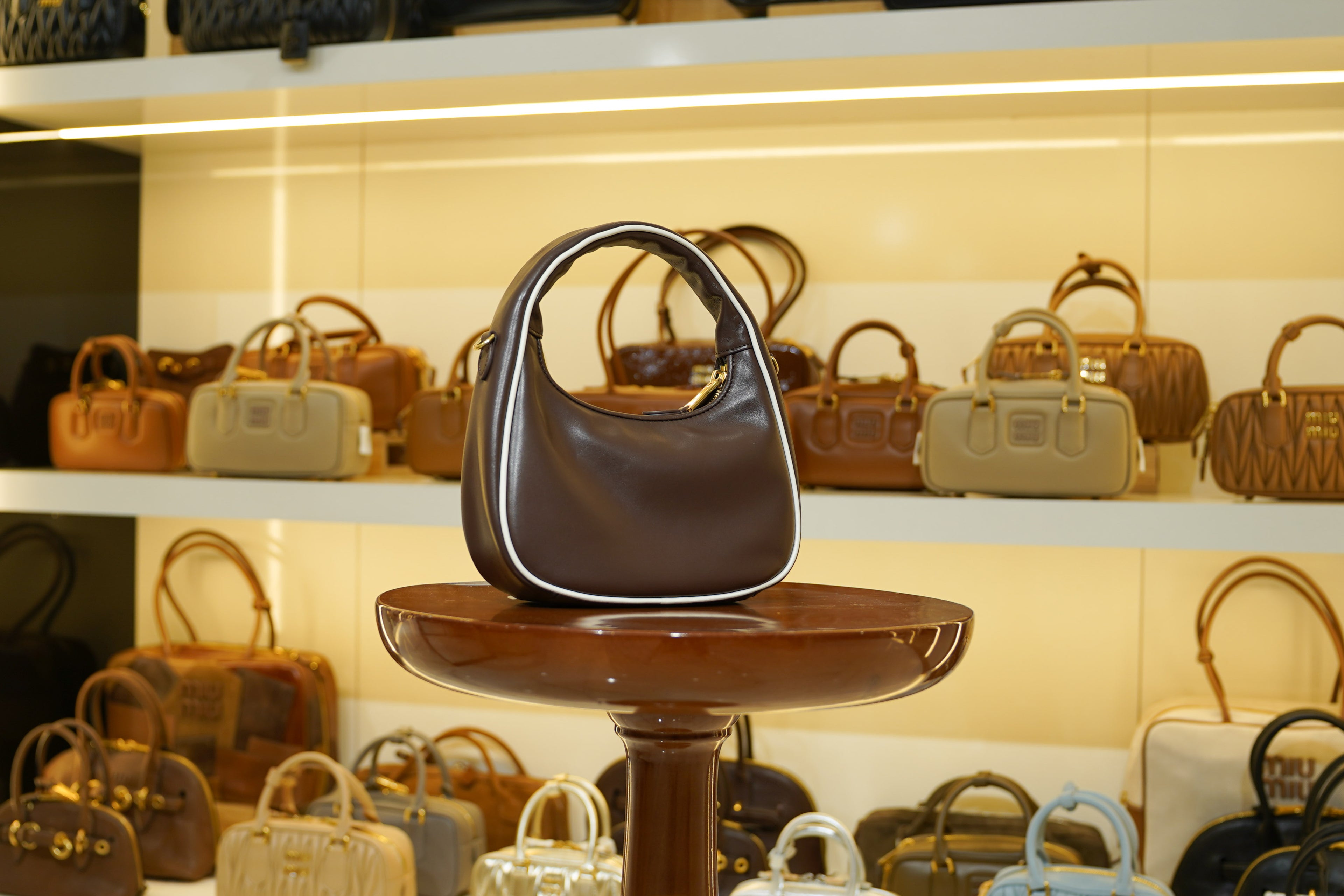 Miu Miu | Wander-Matelasse – Leather – Brown – Gold Hardware