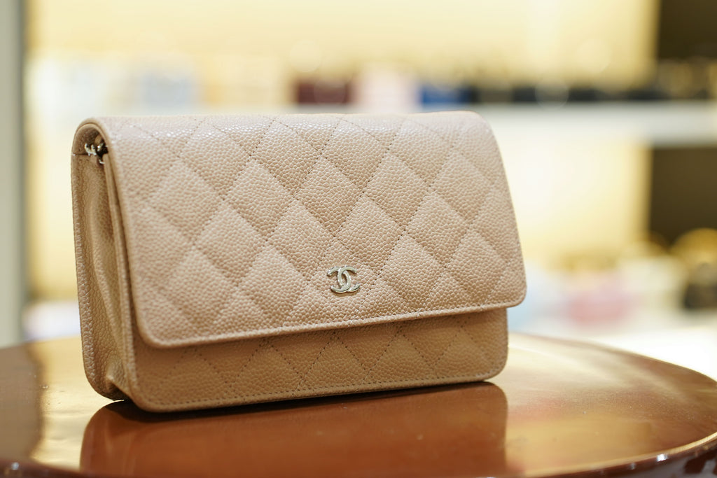 Chanel | Wallet on Chain – Caviar – Beige – Silver Hardware