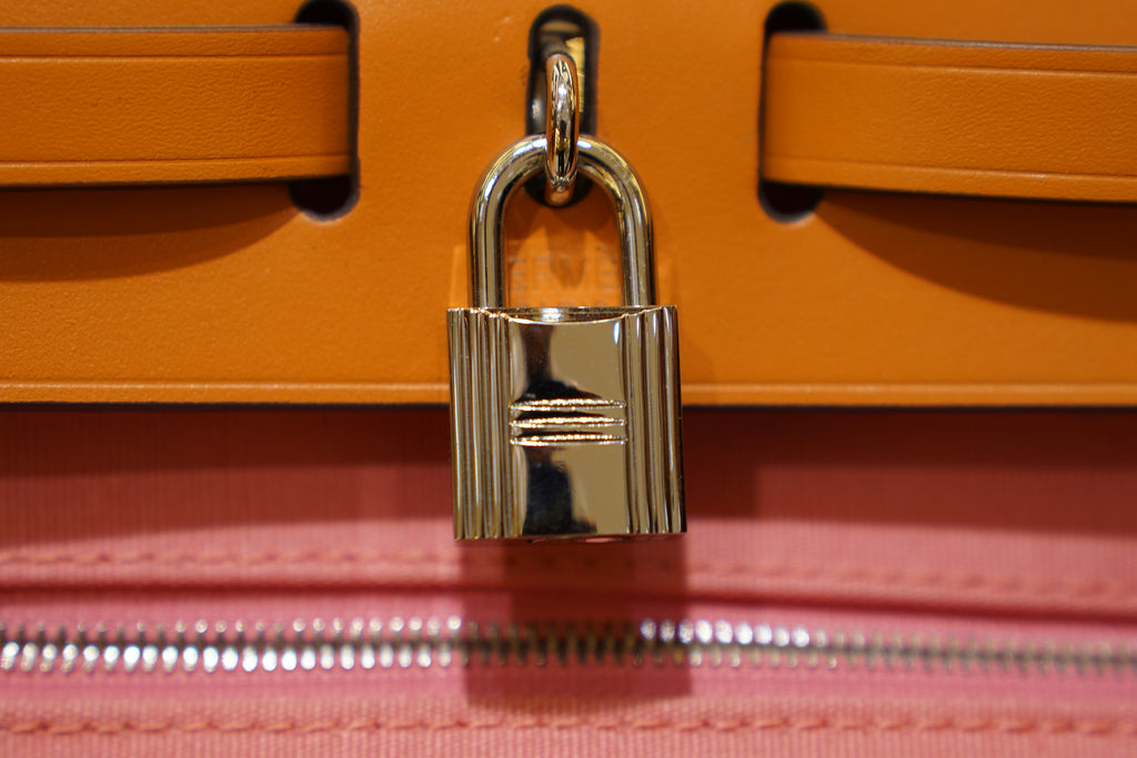 Hermes | Herbag Medium – Canvas – Pink/Orange – Silver Hardware