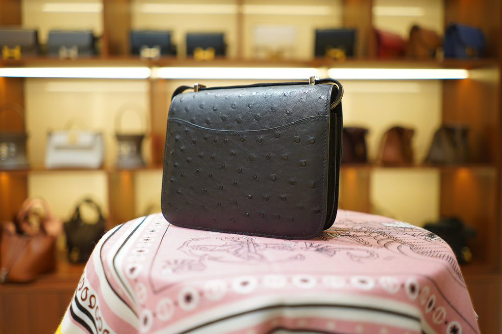 Hermes | Constance – Ostrich Leather – Black – Silver Hardware