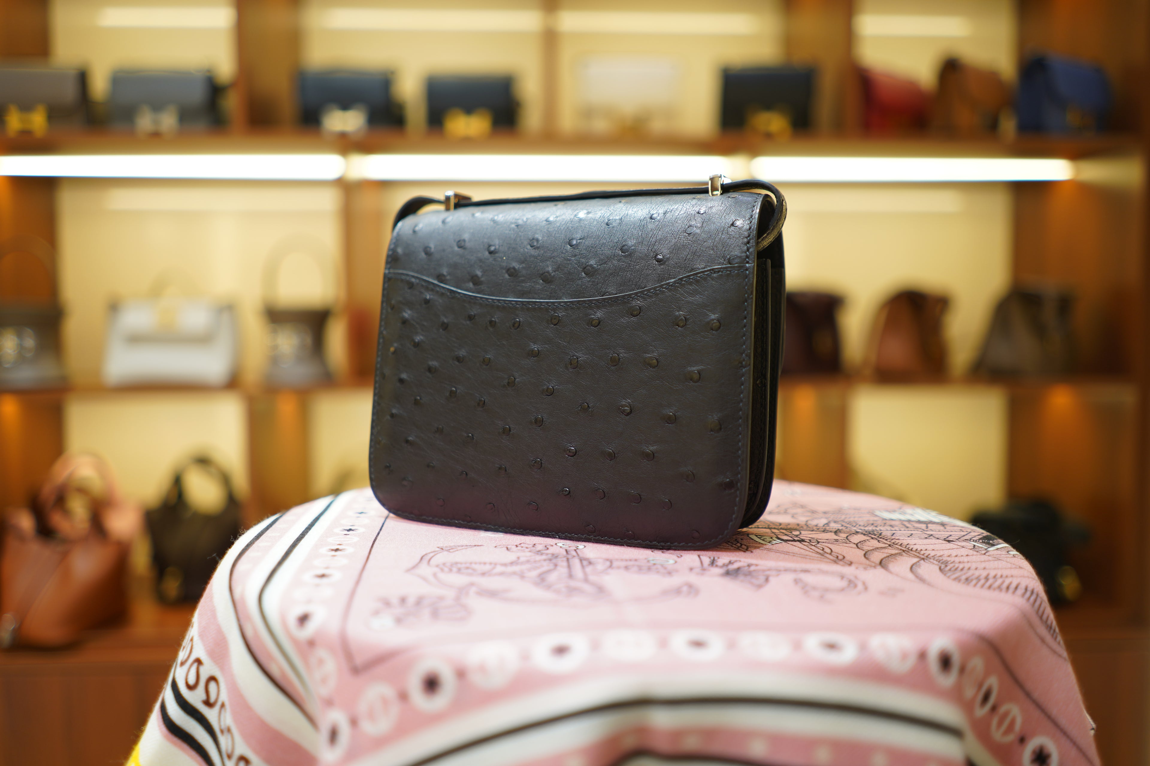 Hermes | Constance – Ostrich Leather – Black – Silver Hardware