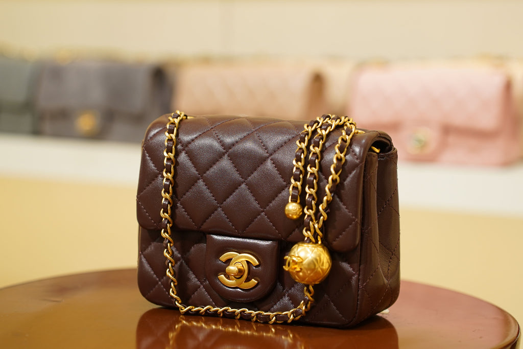 Chanel | Square Mini Flap Bag – Leather – Brown – Gold Hardware