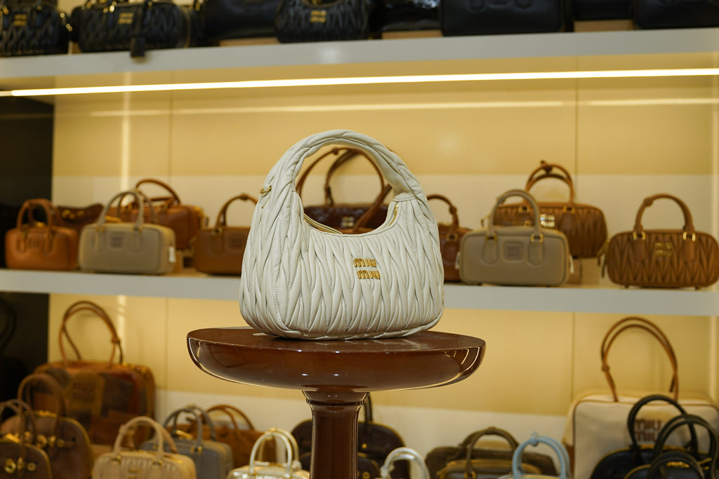 Miu Miu | Wander-Matelasse – Leather – White – Gold Hardware