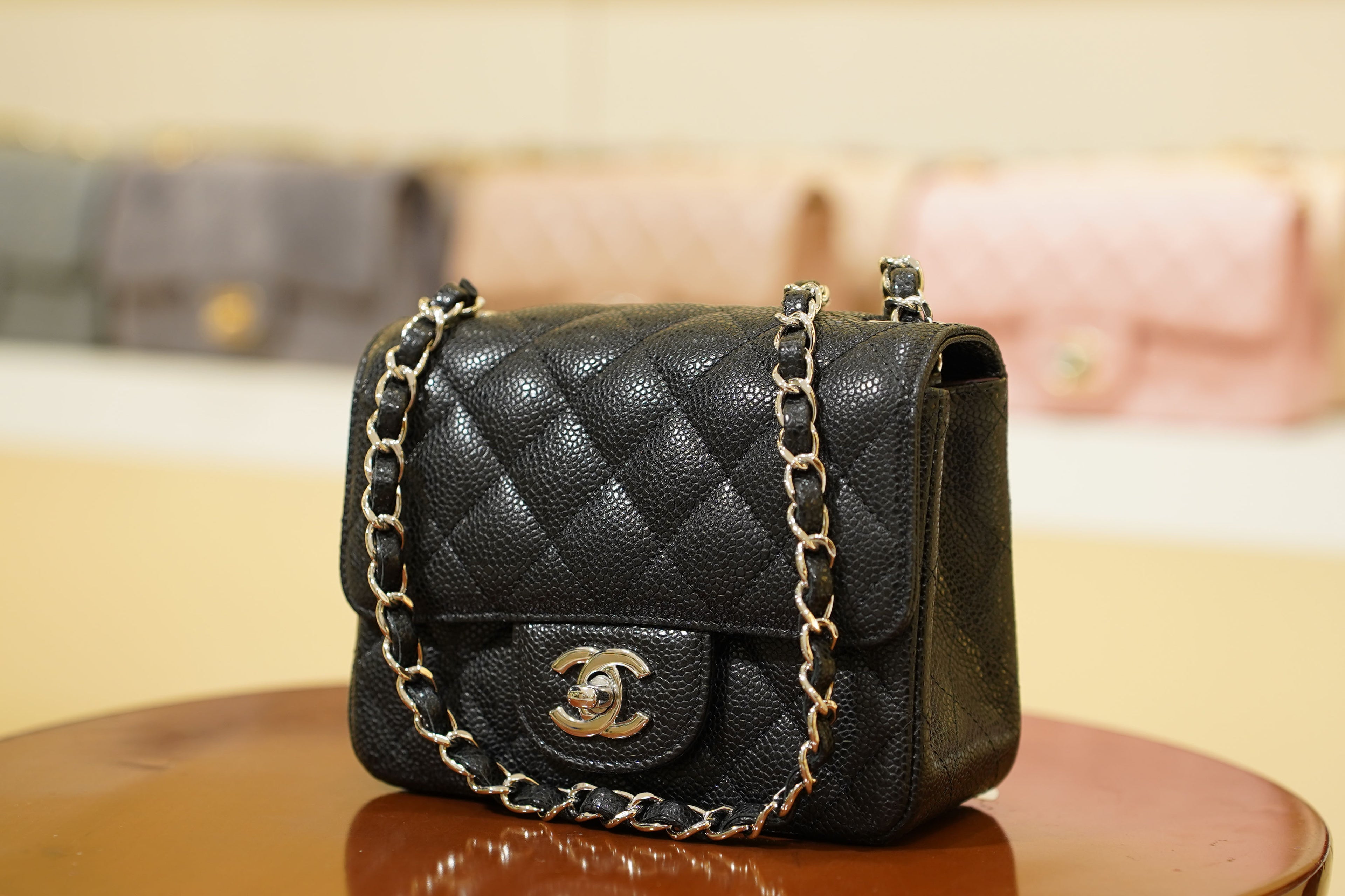Chanel | Square Mini Flap Bag – Leather – Black – Silver Hardware