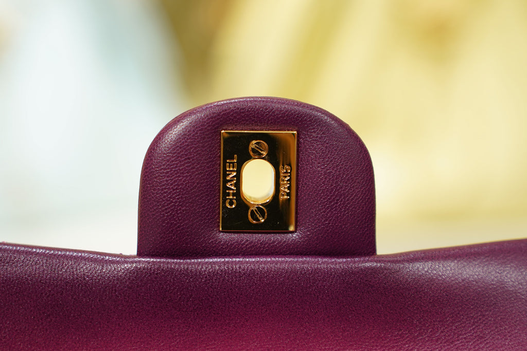 Chanel | Classic Flap Bag – Medium – Leather – Purple – Gold Hardware