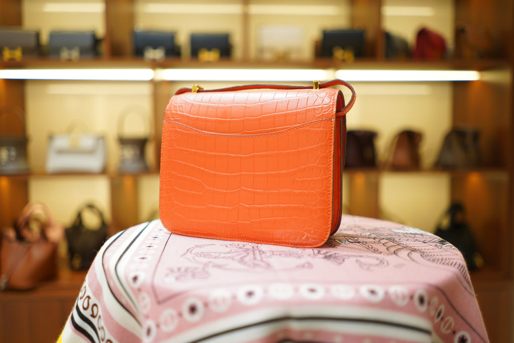 Hermes | Constance – Crocodile Leather – Orange – Gold Hardware