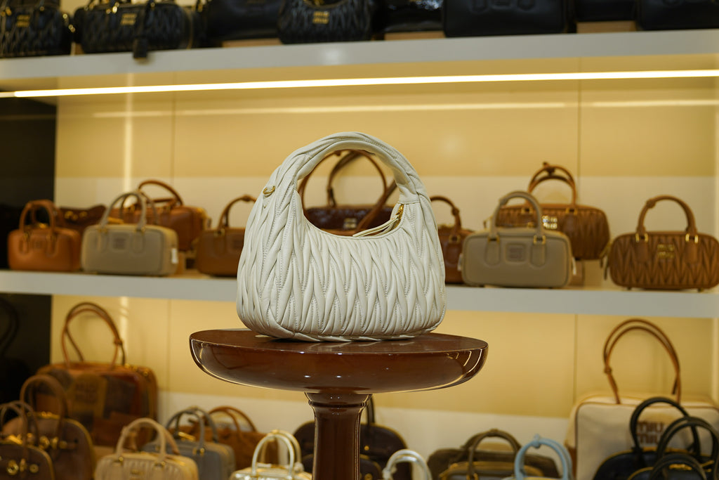 Miu Miu | Wander-Matelasse – Leather – White – Gold Hardware