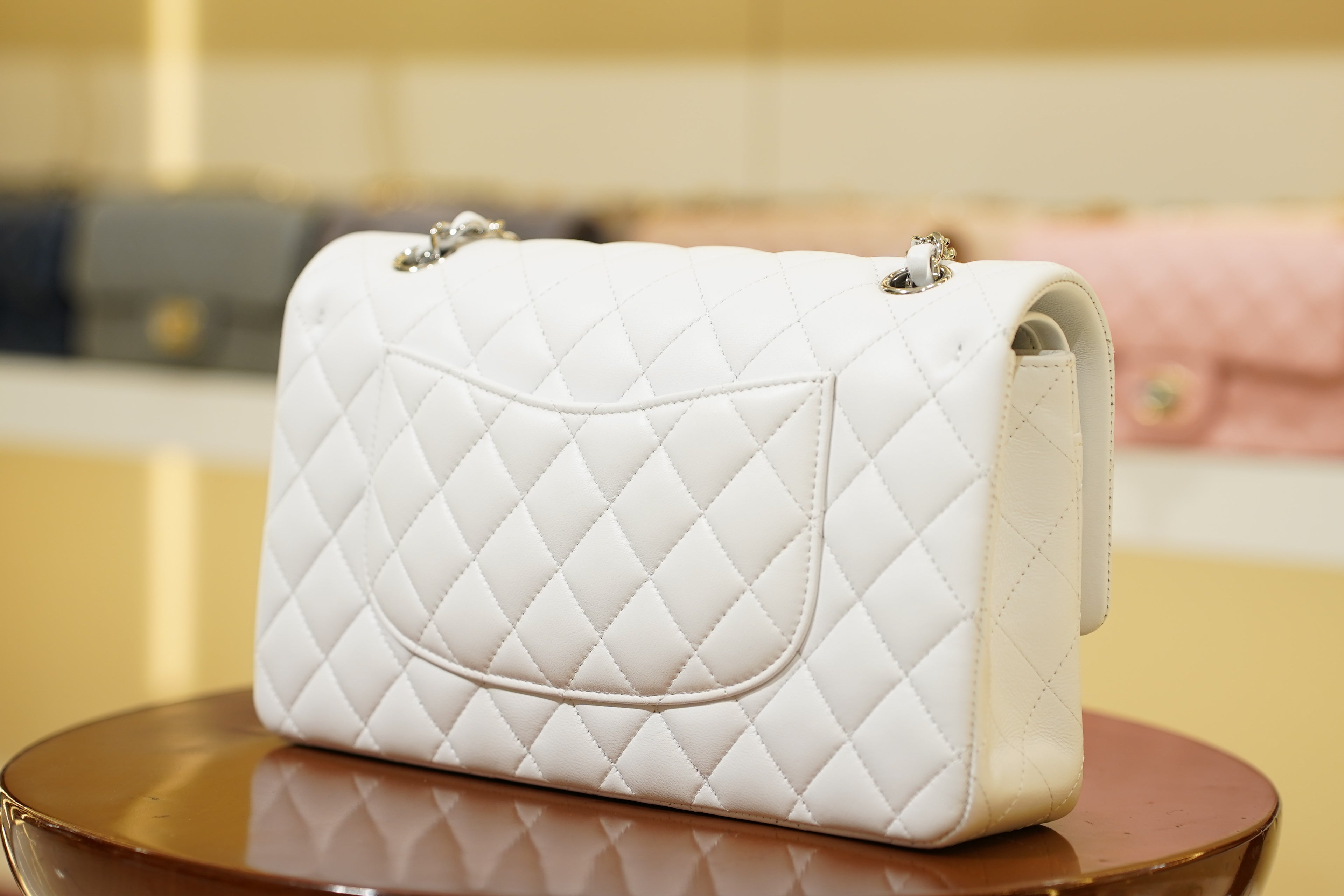 Chanel | Classic Flap Bag – Medium – Leather – White – Silver Hardware