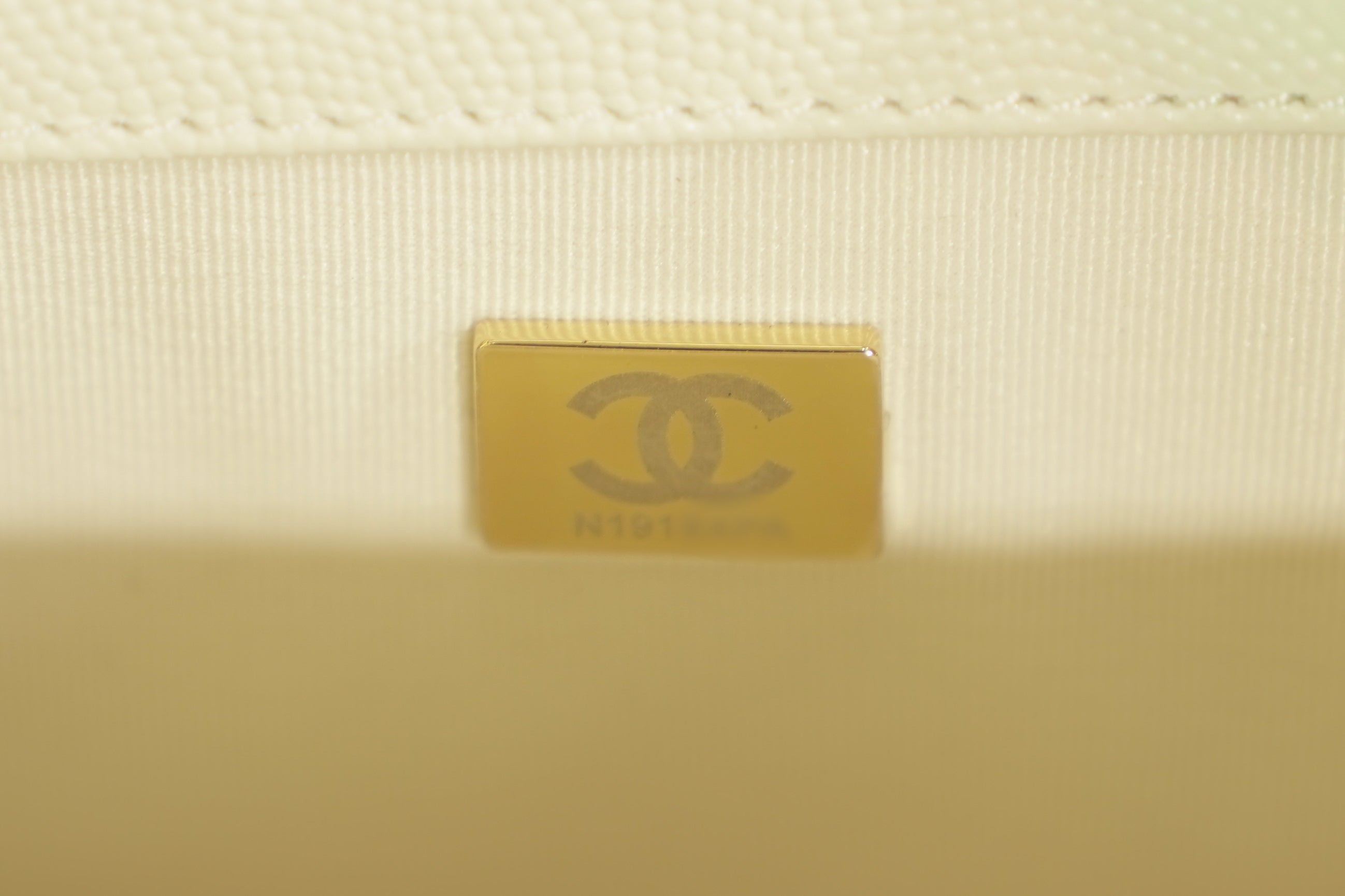 Chanel | Boy Bag – Caviar Leather – White – Gold Hardware