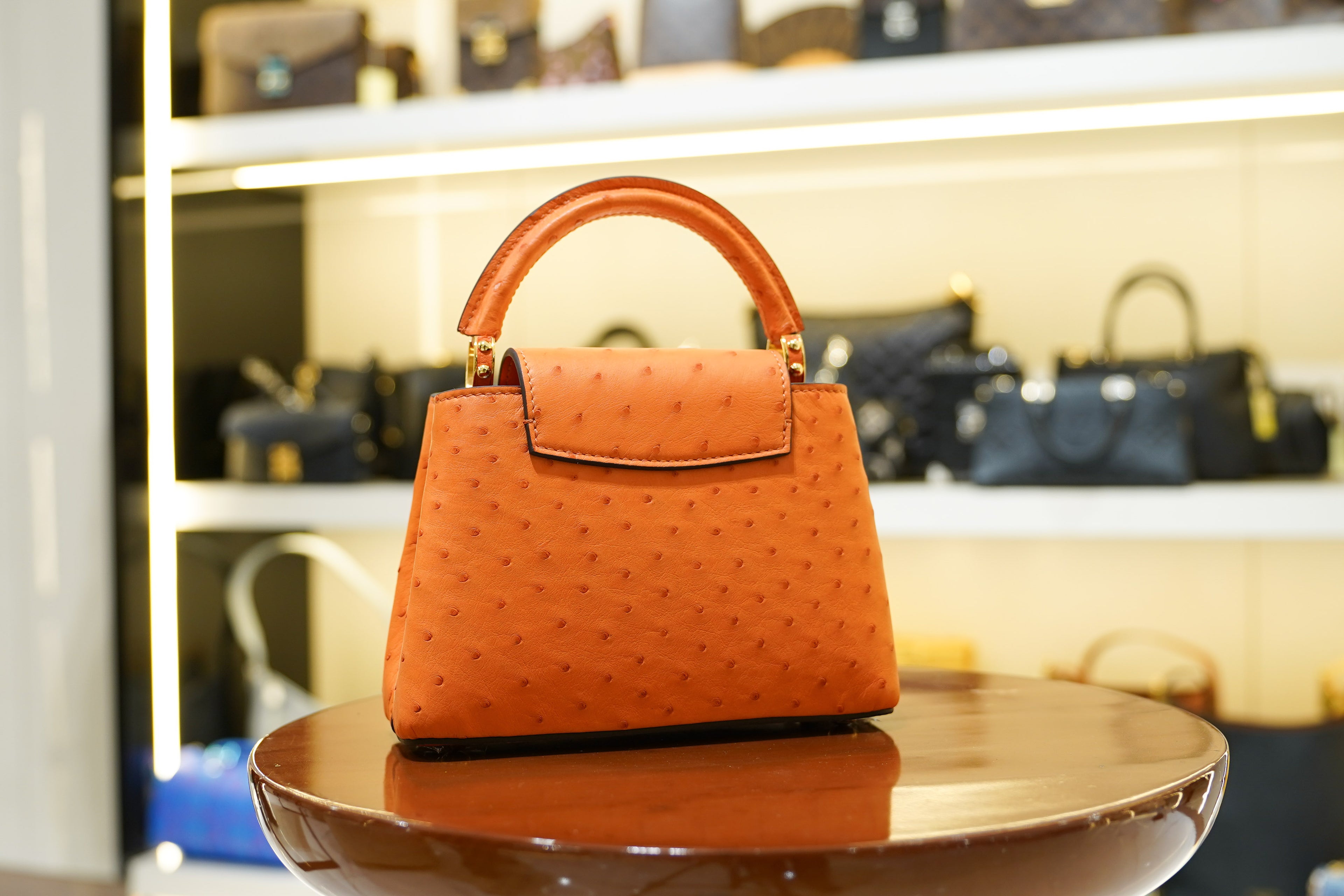 Louis Vuitton | Capucines Medium – Ostrich Leather – Orange – Gold Hardware