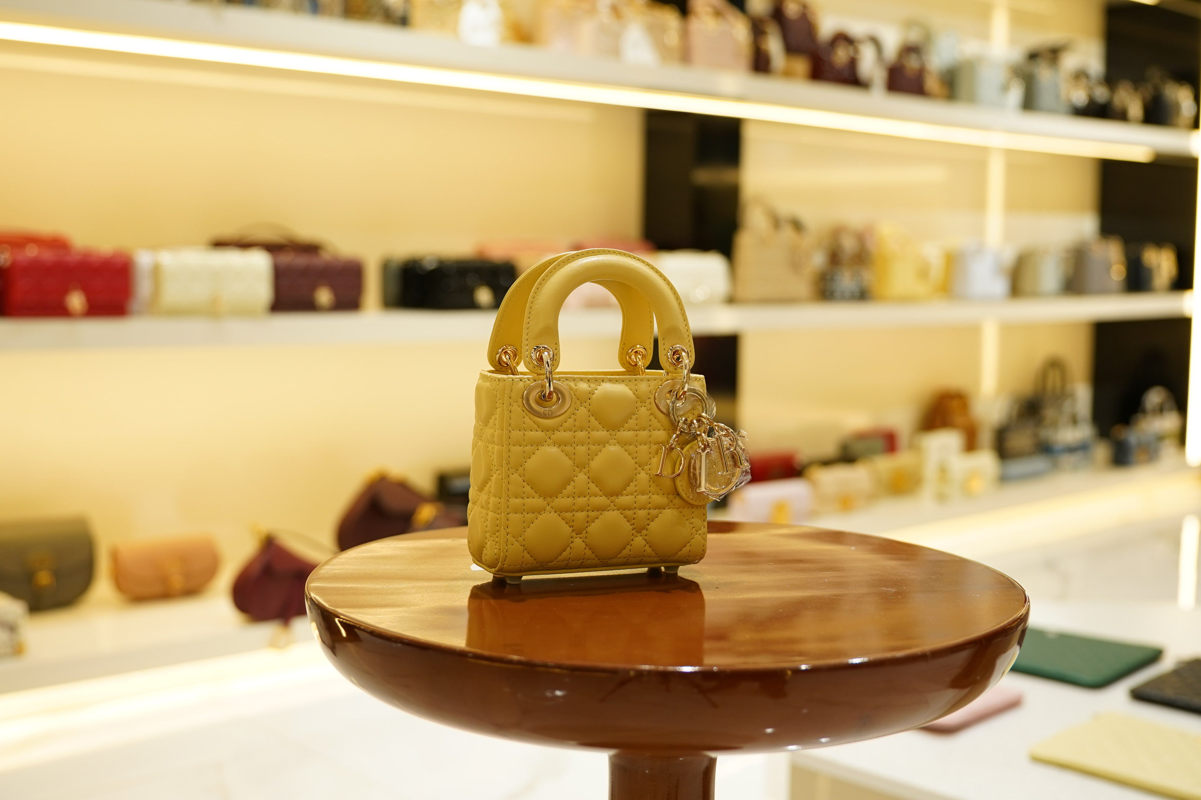 Dior | Lady Dior (Mini) – Lambskin – Yellow – Gold Hardware