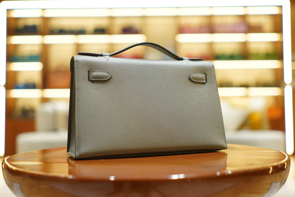 Hermes | Kelly Pochette – Epsom – Gray – Gold Hardware
