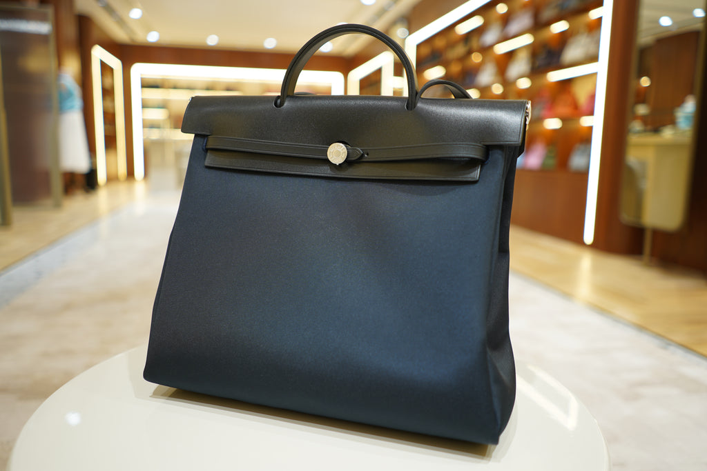 Hermes | Herbag Large – Canvas – Navy – Silver Hardware
