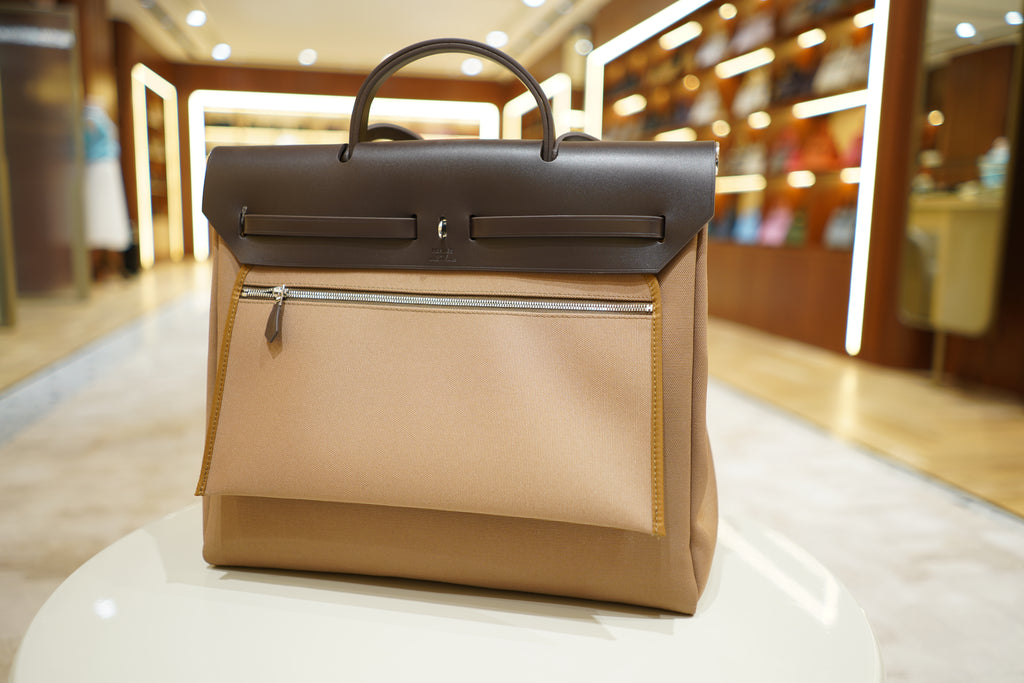 Hermes | Herbag Large – Canvas – Beige – Silver Hardware