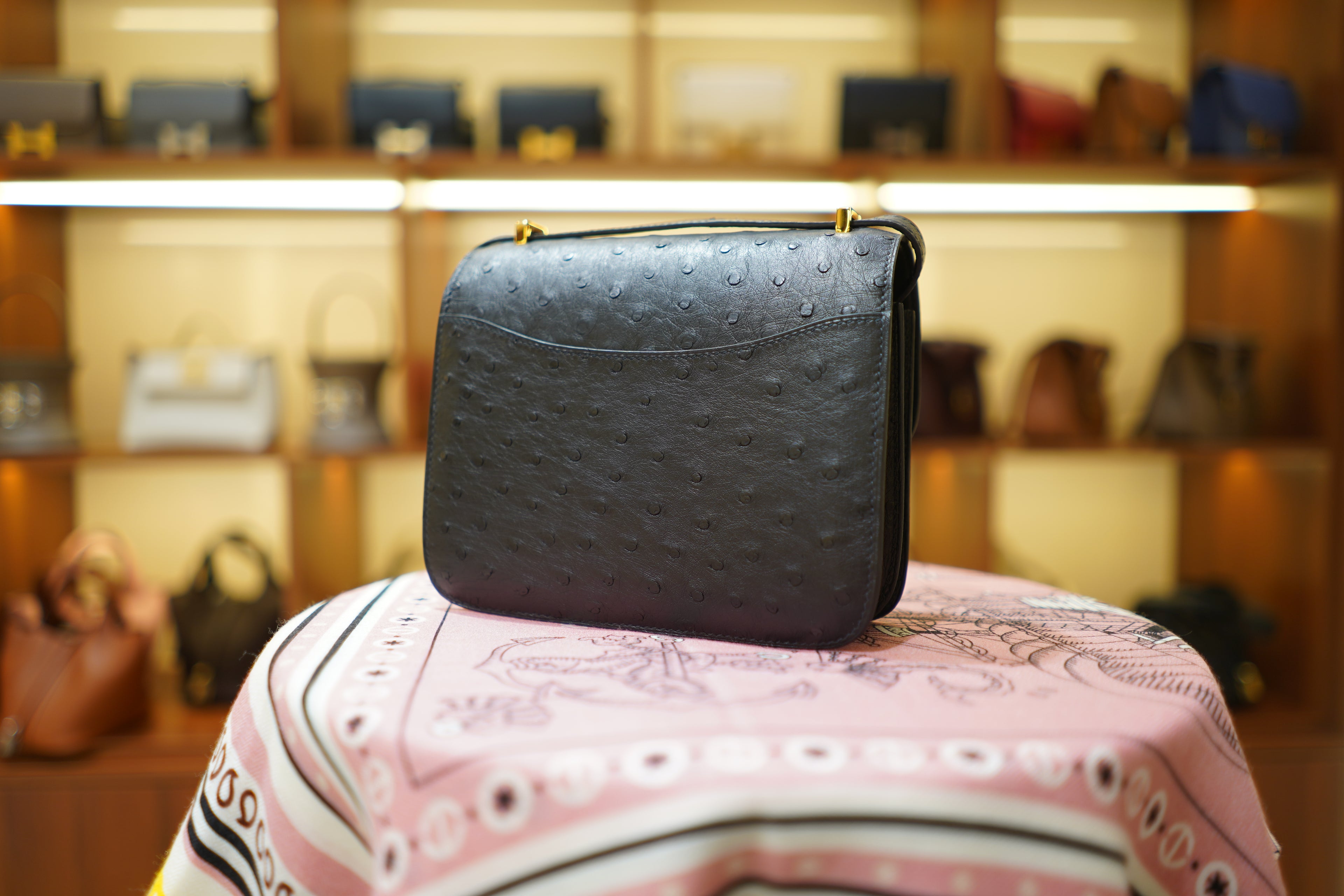 Hermes | Constance – Ostrich Leather – Black – Gold Hardware