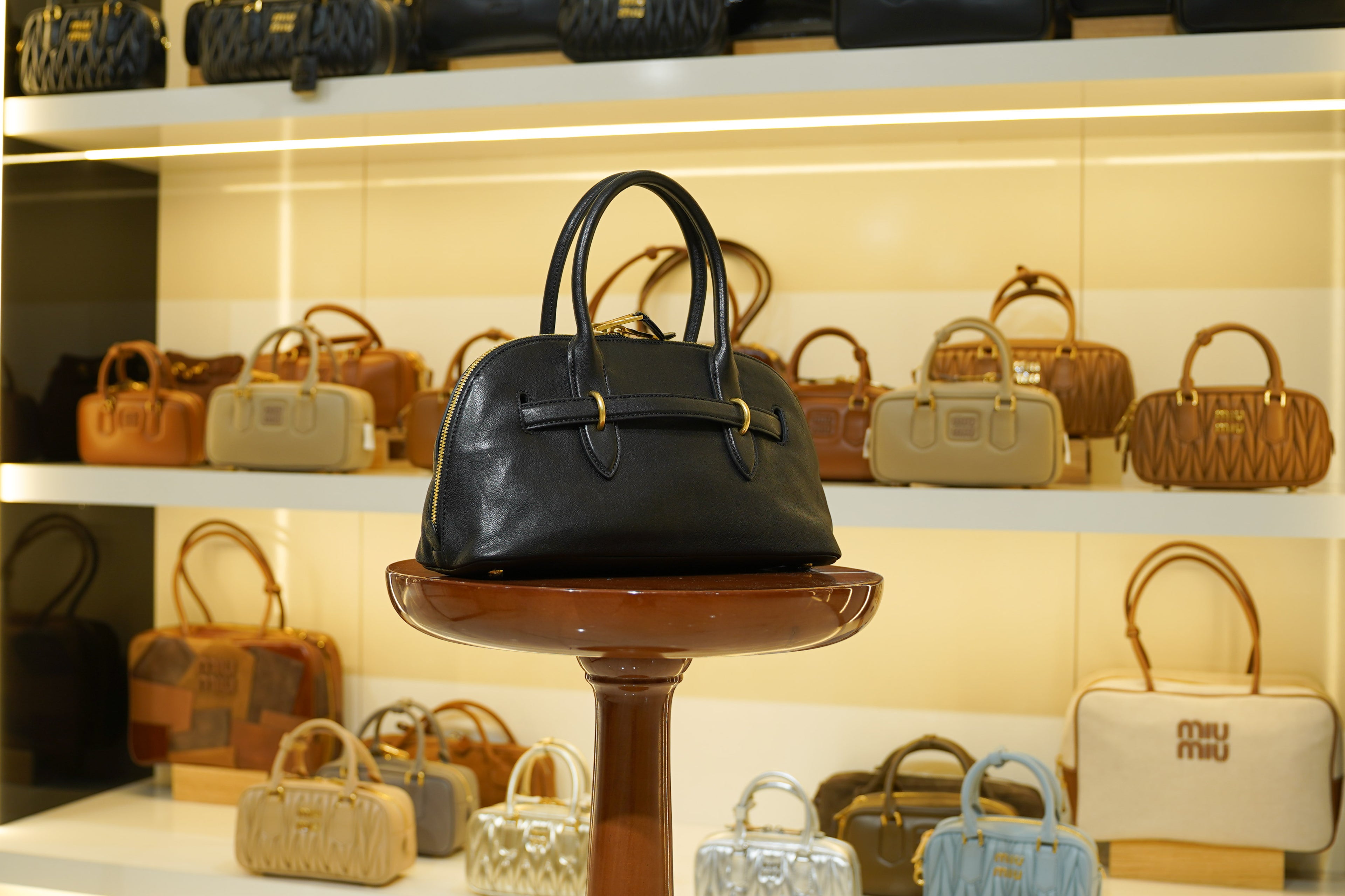 Miu Miu | Bow Bag (Large) – Leather – Black – Gold Hardware