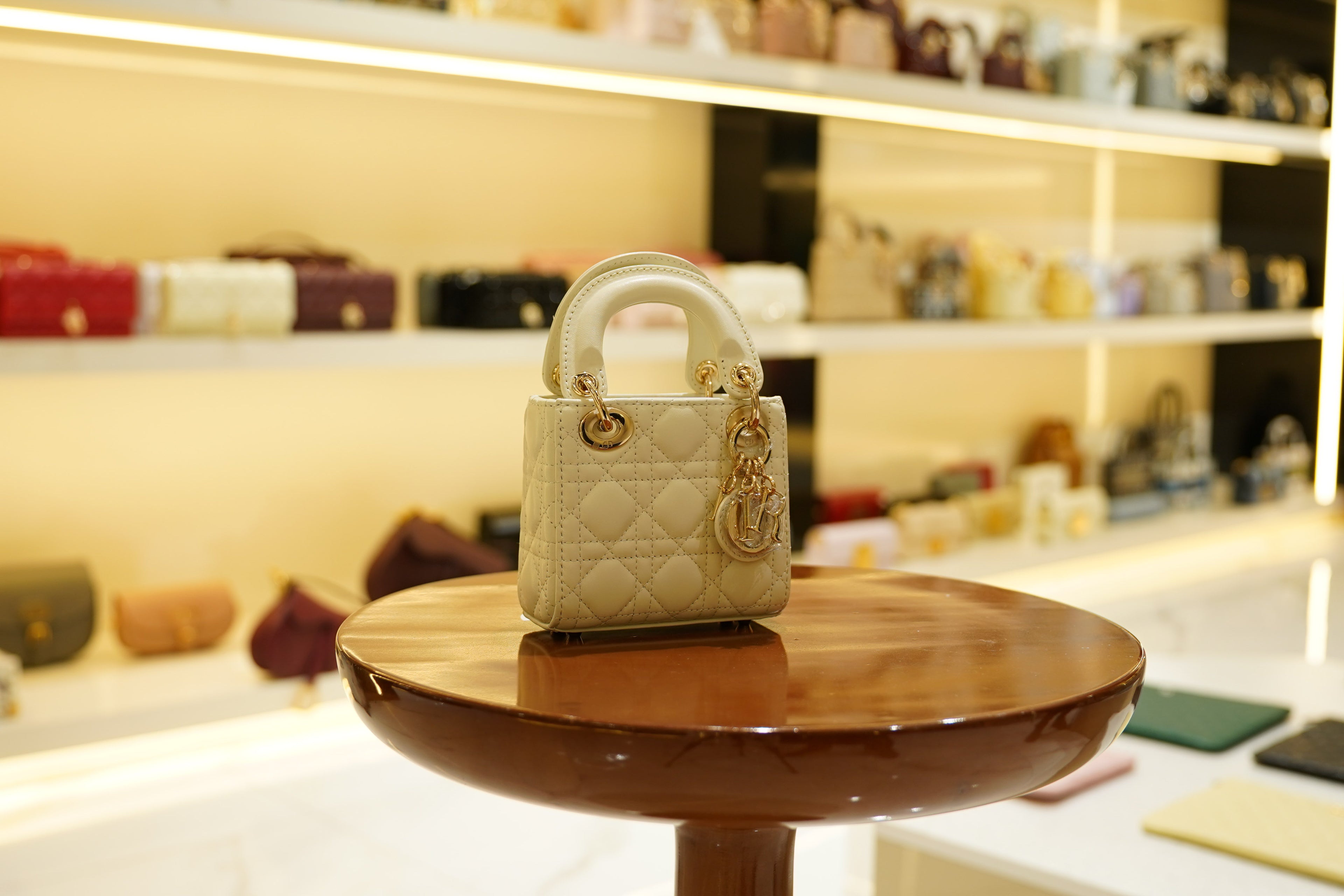 Dior | Lady Dior (Mini) – Lambskin – Cream – Gold Hardware