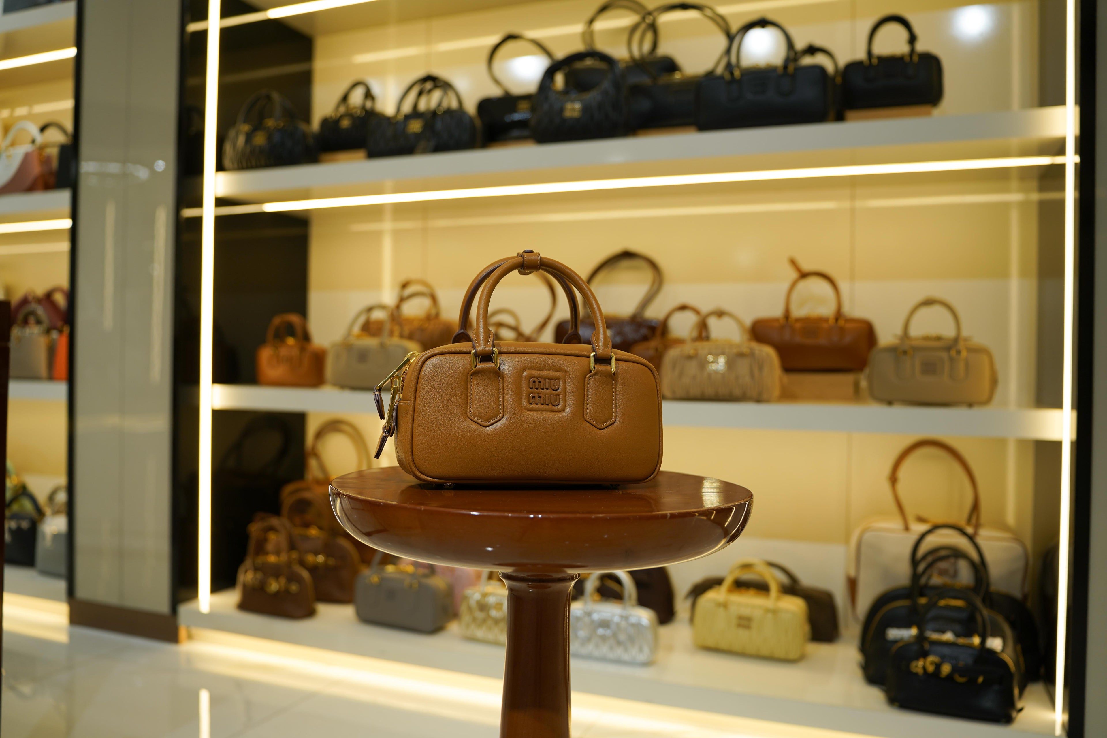 Miu Miu | Arcadie (Medium) – Leather – Tan – Gold Hardware