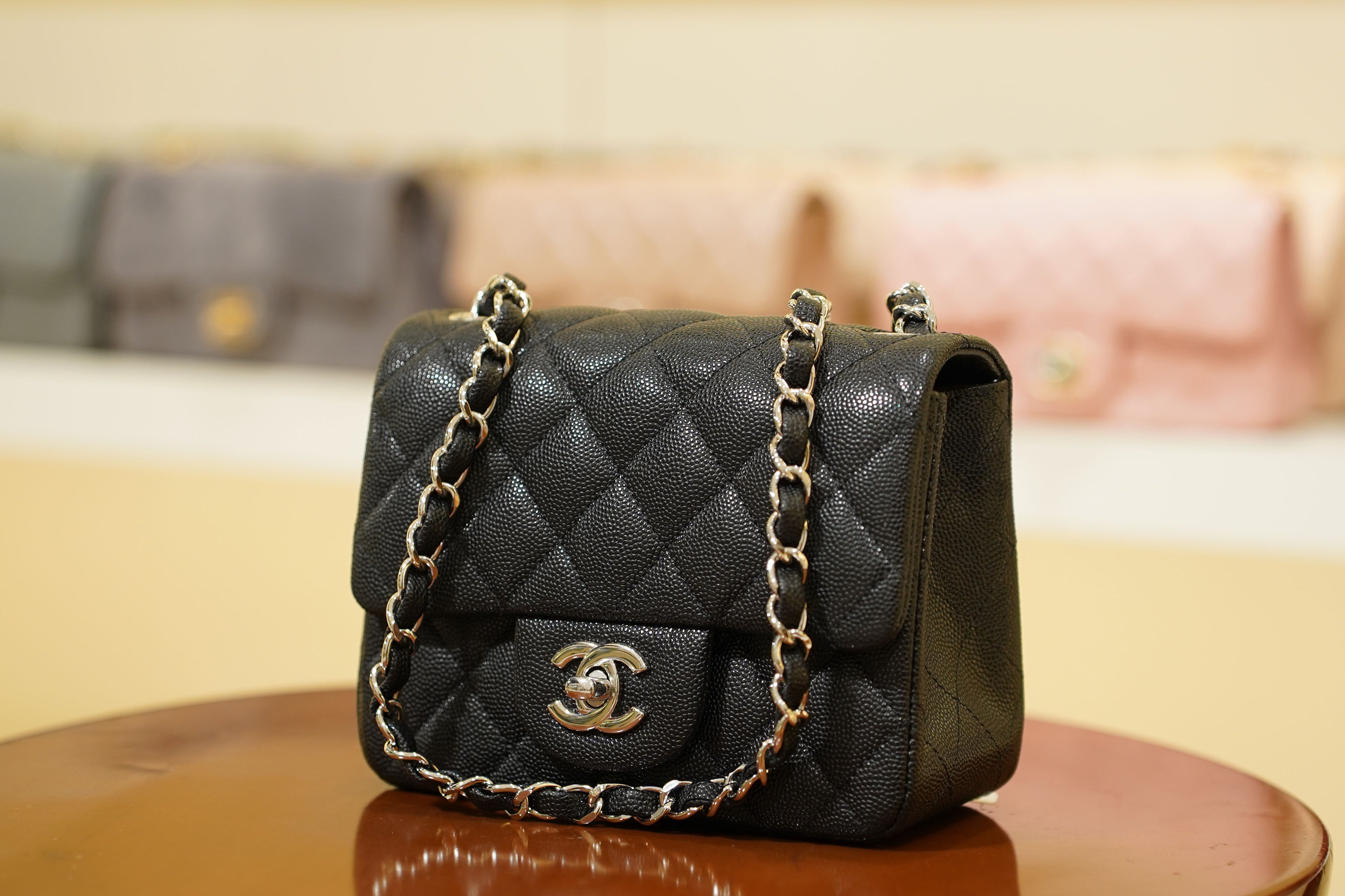 Chanel | Square Mini Flap Bag – Leather – Black – Silver Hardware