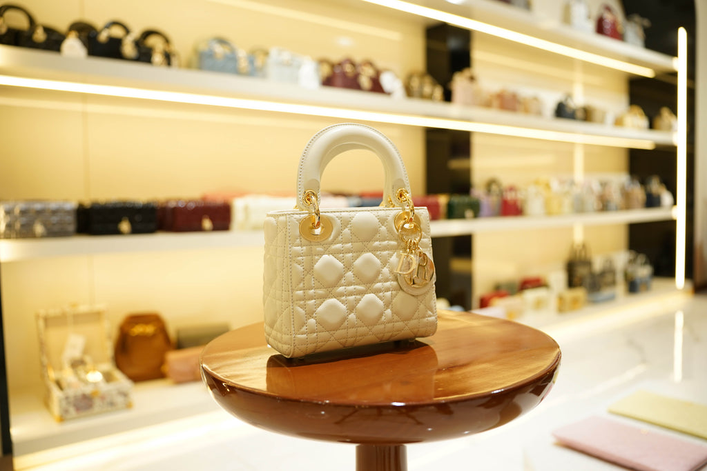 Dior | Lady Dior (Small) – Lambskin – Cream – Gold Hardware