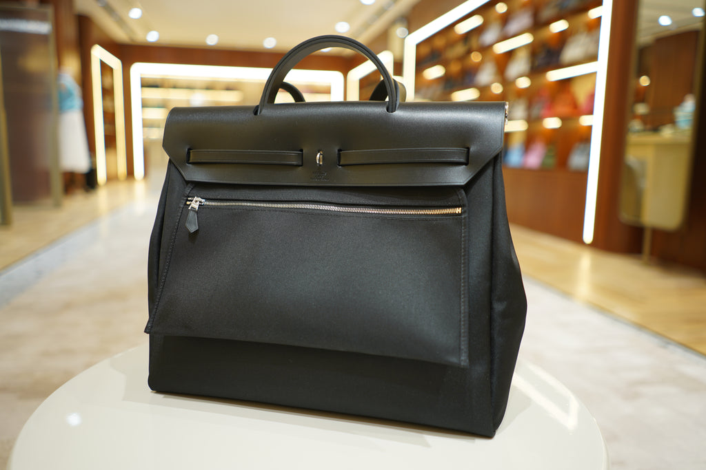 Hermes | Herbag Large – Canvas – Black – Silver Hardware