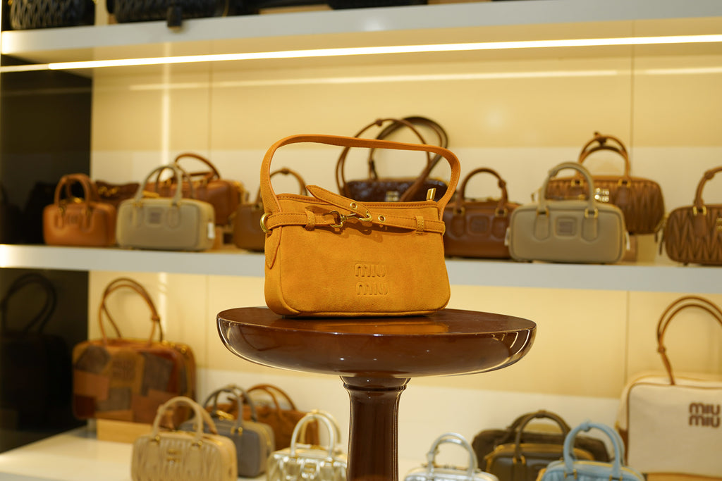 Miu Miu | Bag (Mini) – Suede – Mustard – Gold Hardware