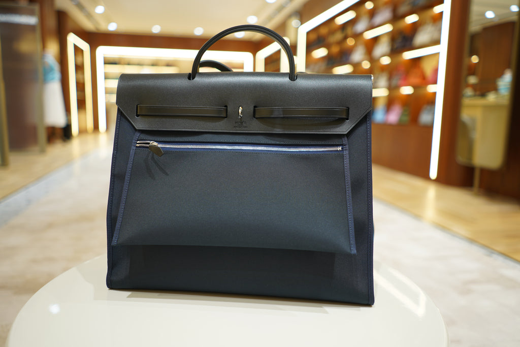 Hermes | Herbag Large – Canvas – Navy – Silver Hardware