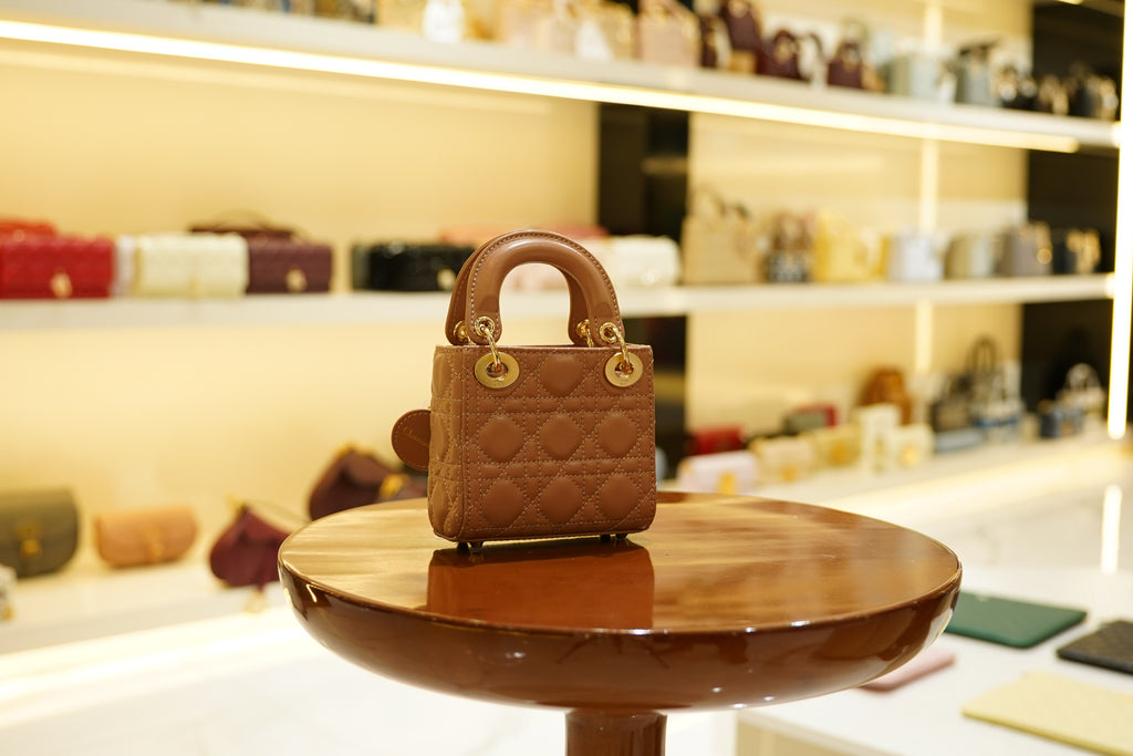 Dior | Lady Dior (Mini) – Lambskin – Brown – Gold Hardware