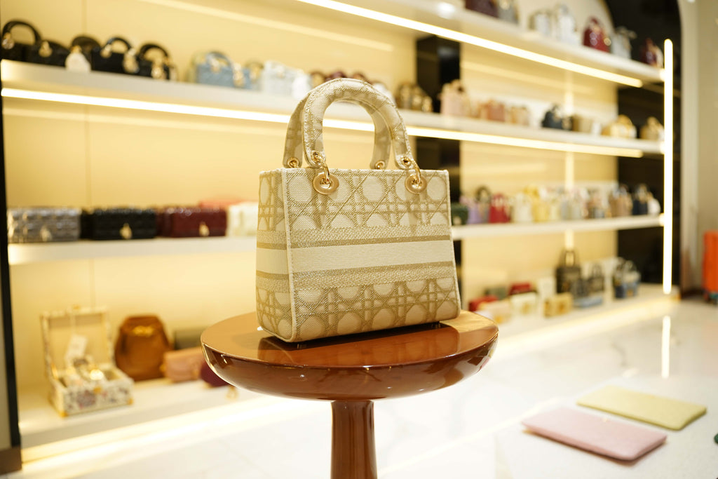 Dior | Lady Dior (Large) – Canvas – Beige – Gold Hardware