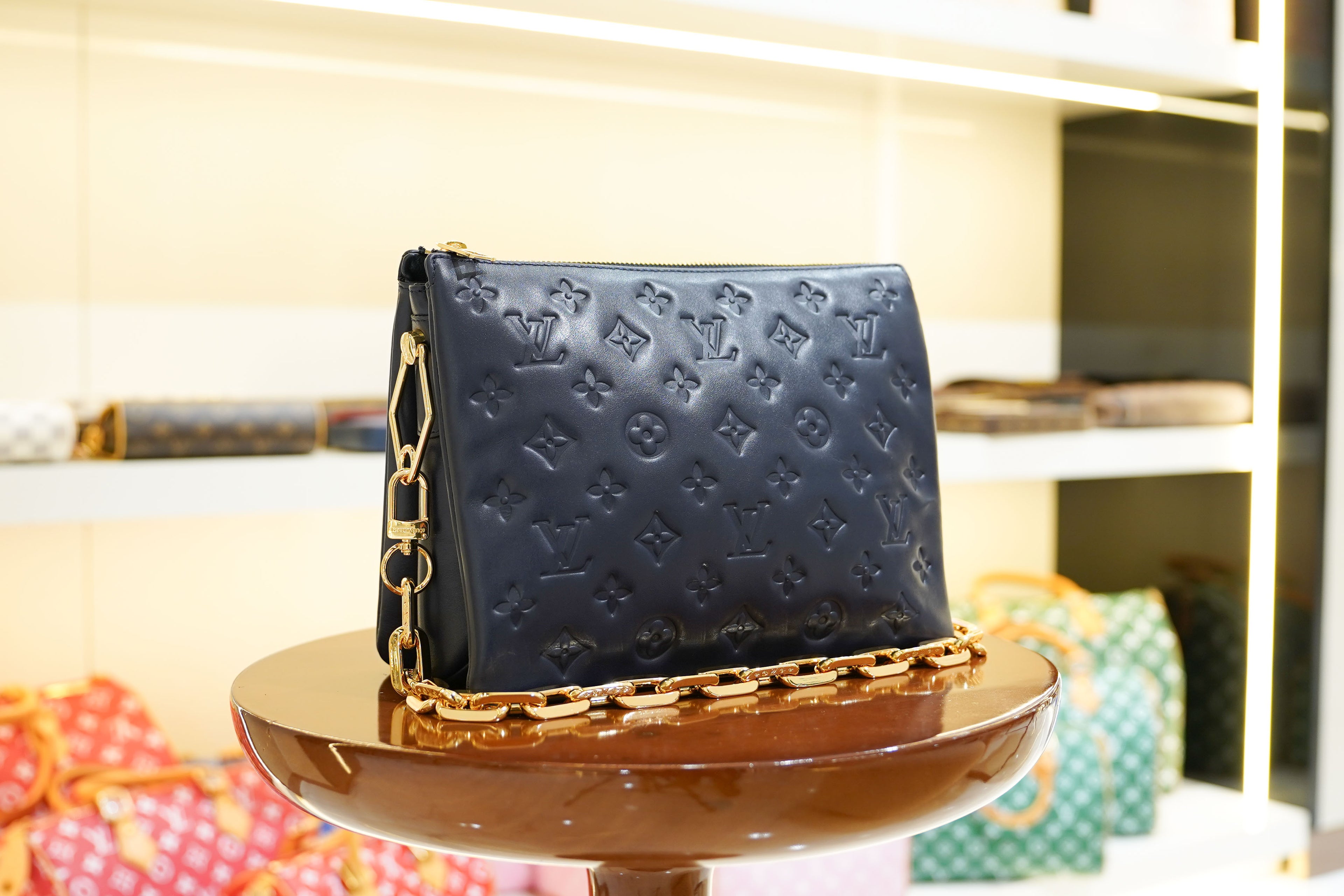 Louis Vuitton | Coussin Medium – Leather – Navy – Gold Hardware