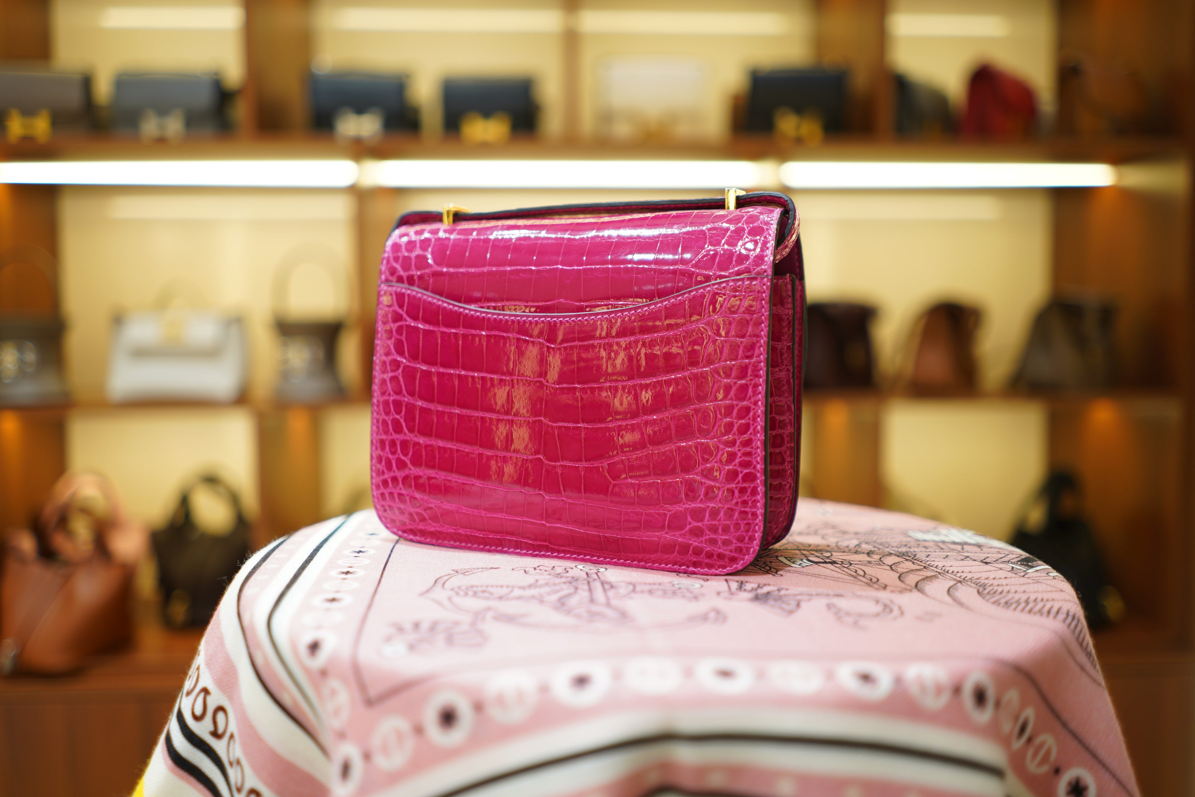 Hermes | Constance – Crocodile Leather – Pink – Gold Hardware