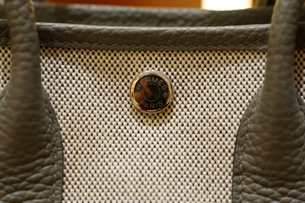 Hermes | Garden Party Mini – Canvas – Grey – Gold Hardware