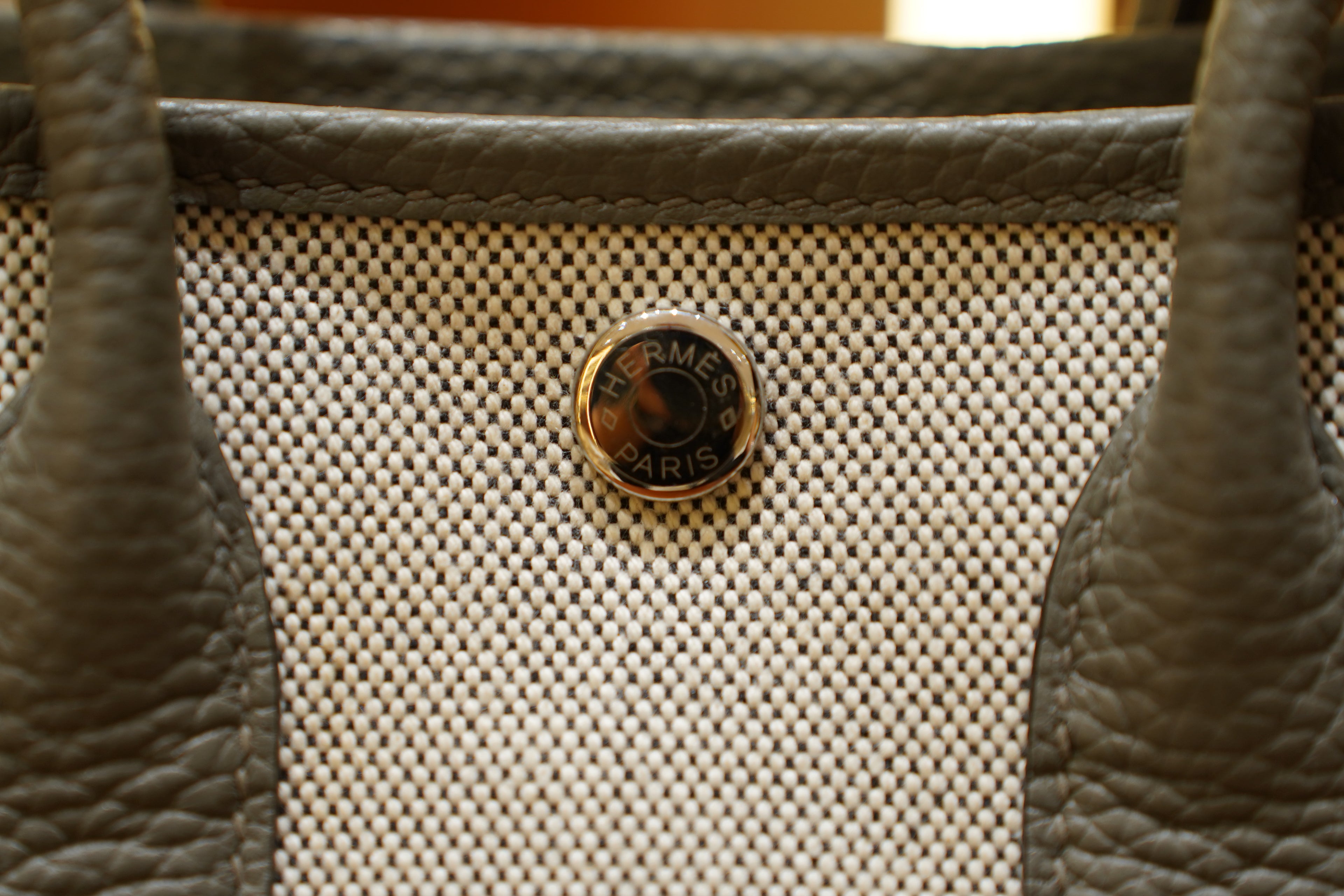 Hermes | Garden Party Mini – Canvas – Grey – Gold Hardware