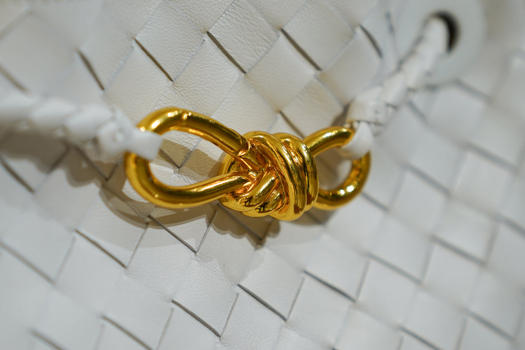 Bottega Veneta | Andiamo – Intrecciato – White – Gold Hardware