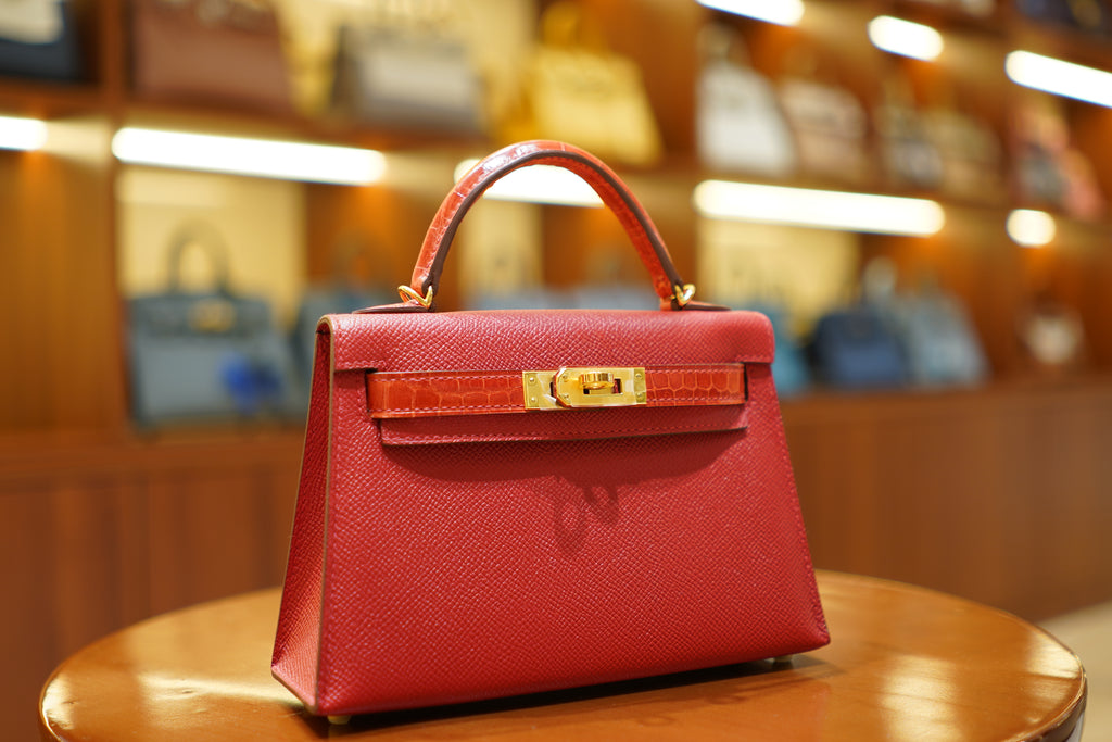 Hermes | Mini Kelly – Epsom Croco Touch – Rouge Casaque