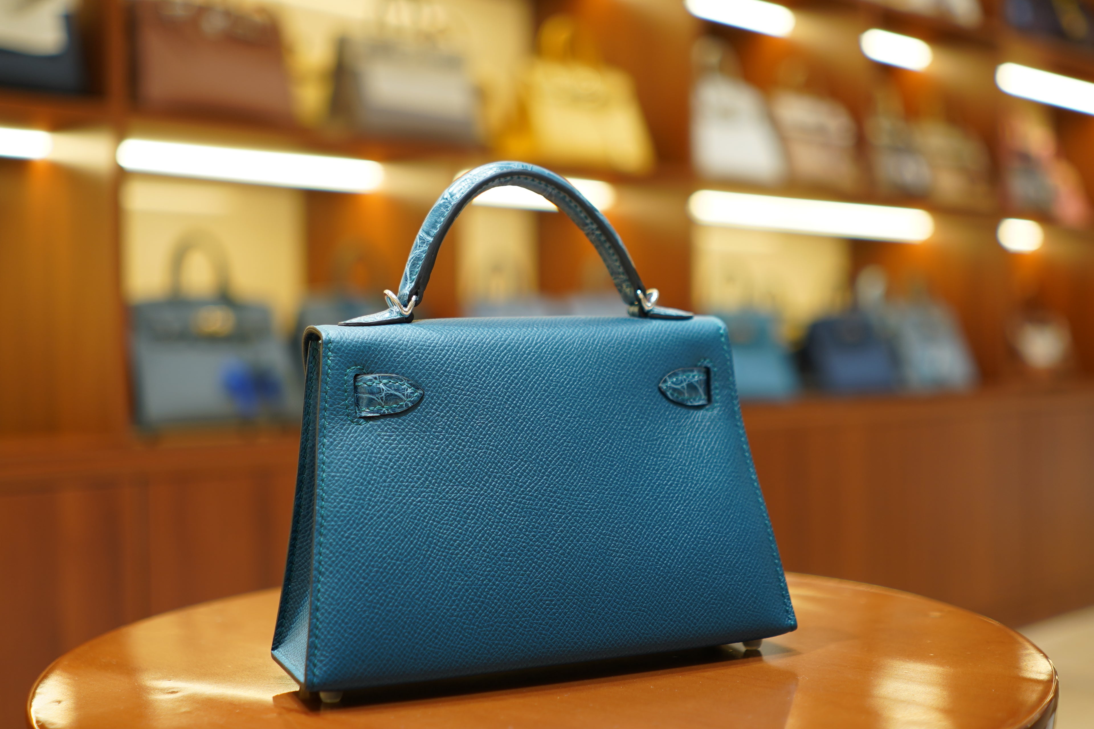 Hermes | Mini Kelly – Epsom Croco Touch – Electric Blue