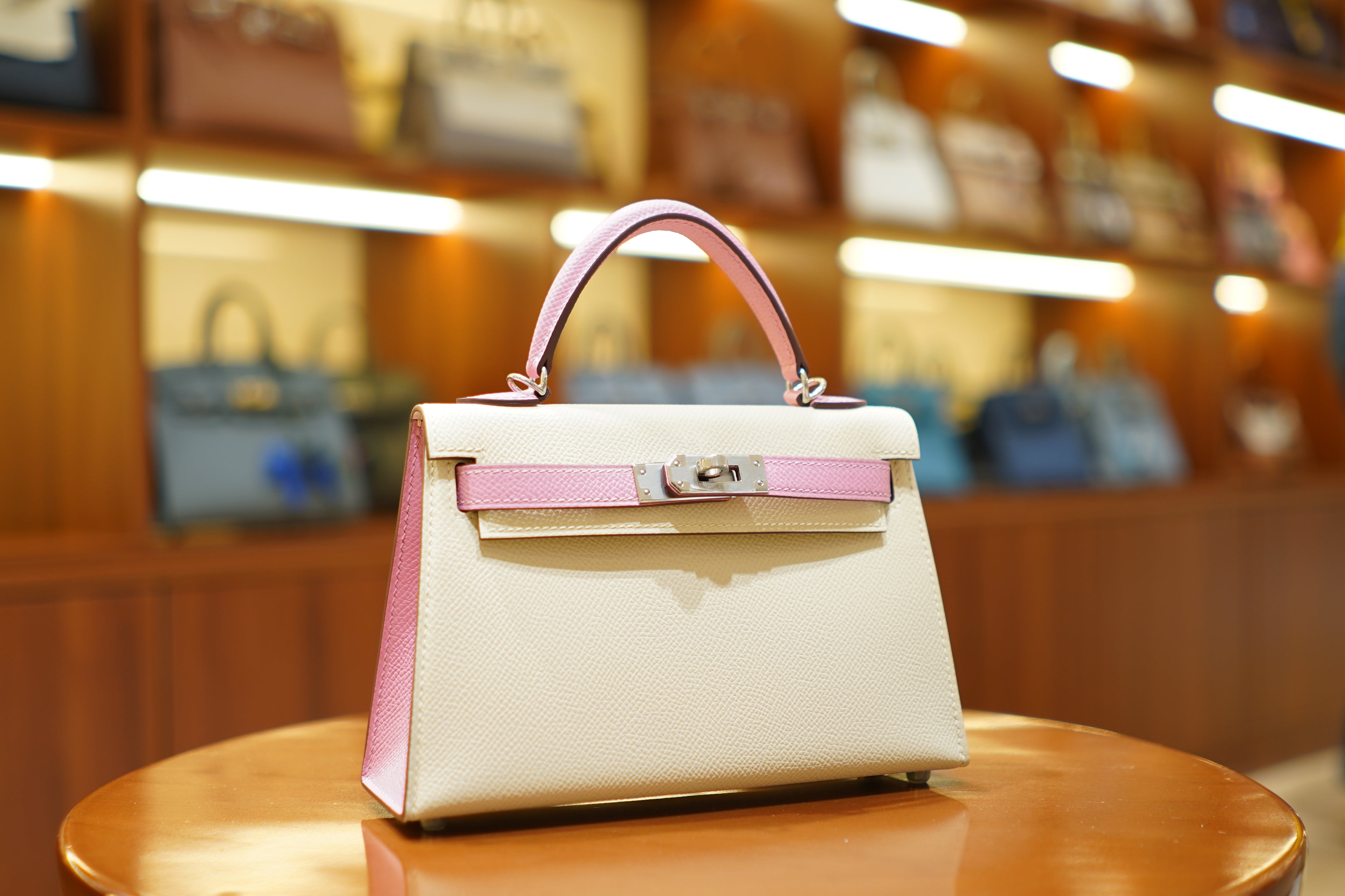 Hermes | Mini Kelly – Epsom Limited Edition – Pink & White