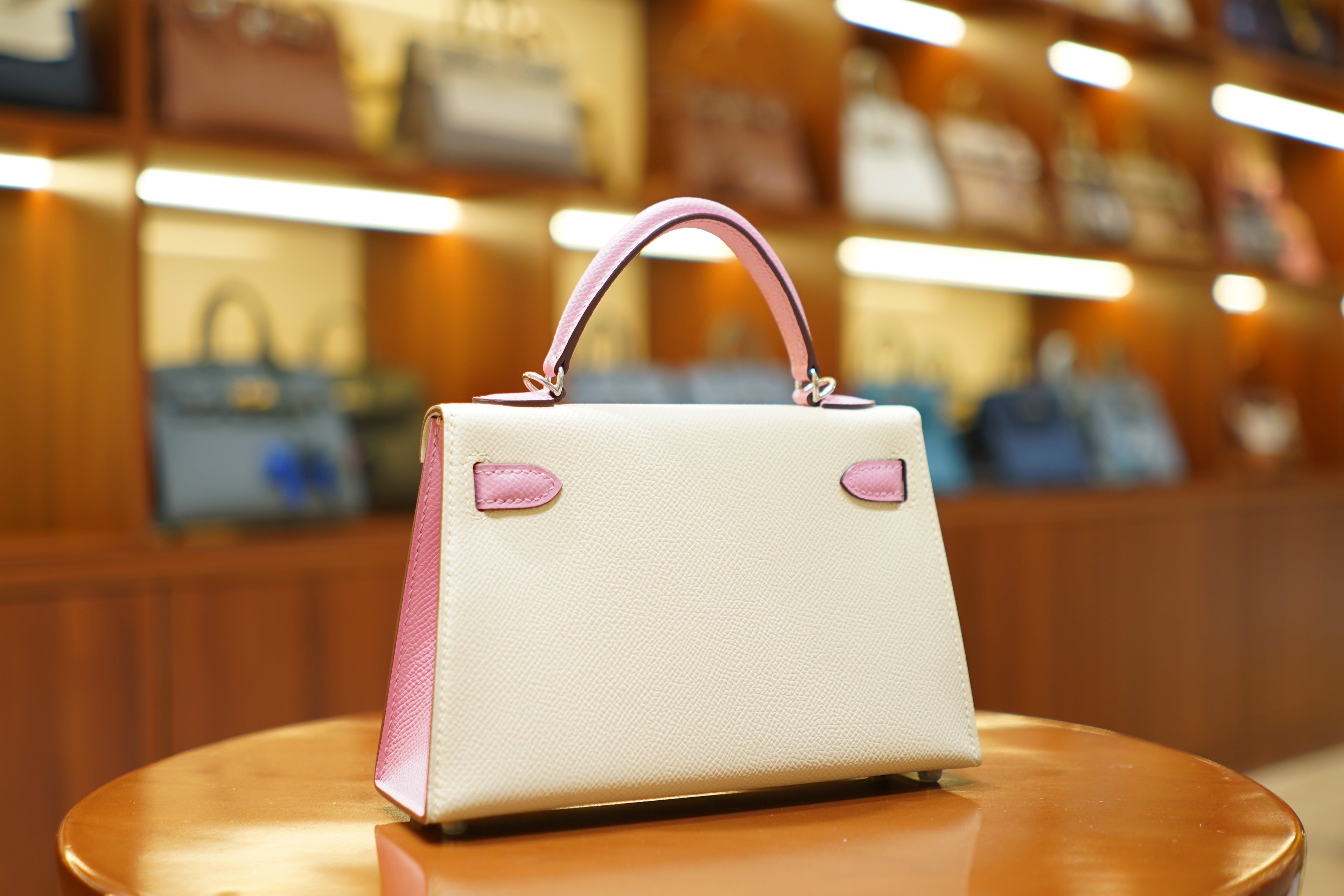 Hermes | Mini Kelly – Epsom Limited Edition – Pink & White