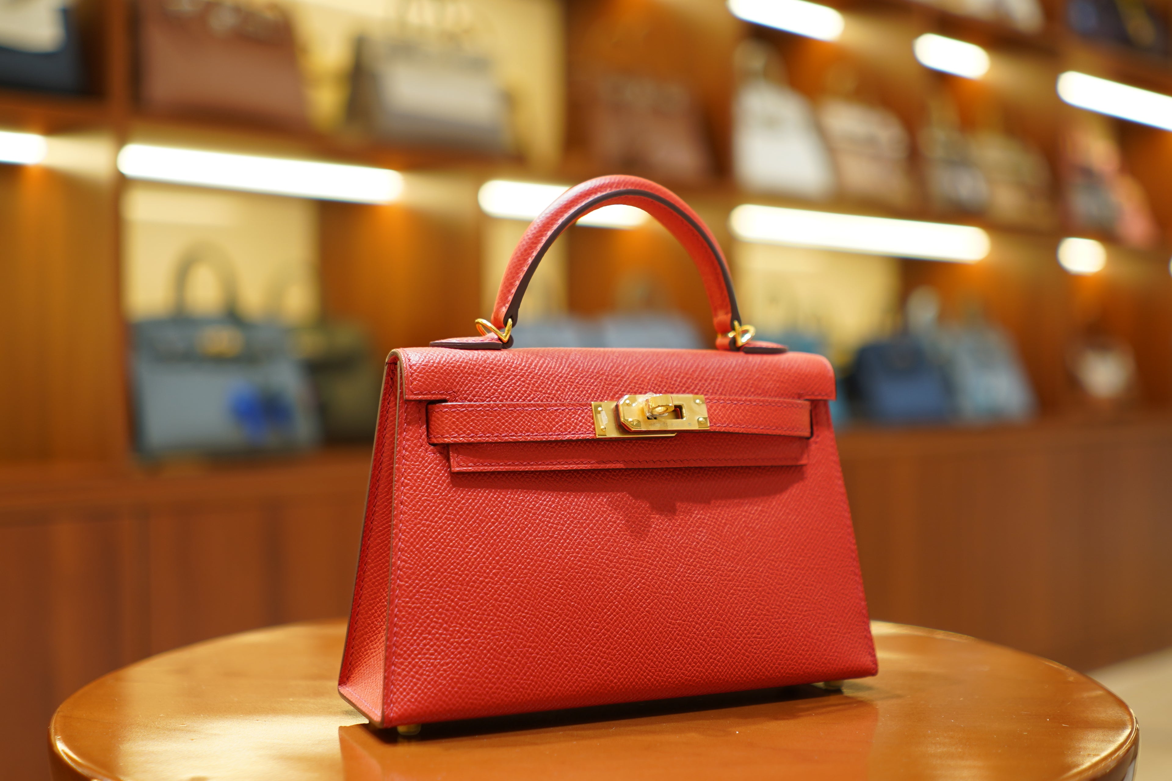 Hermes | Mini Kelly – Epsom – Rouge Casaque – Gold Hardware