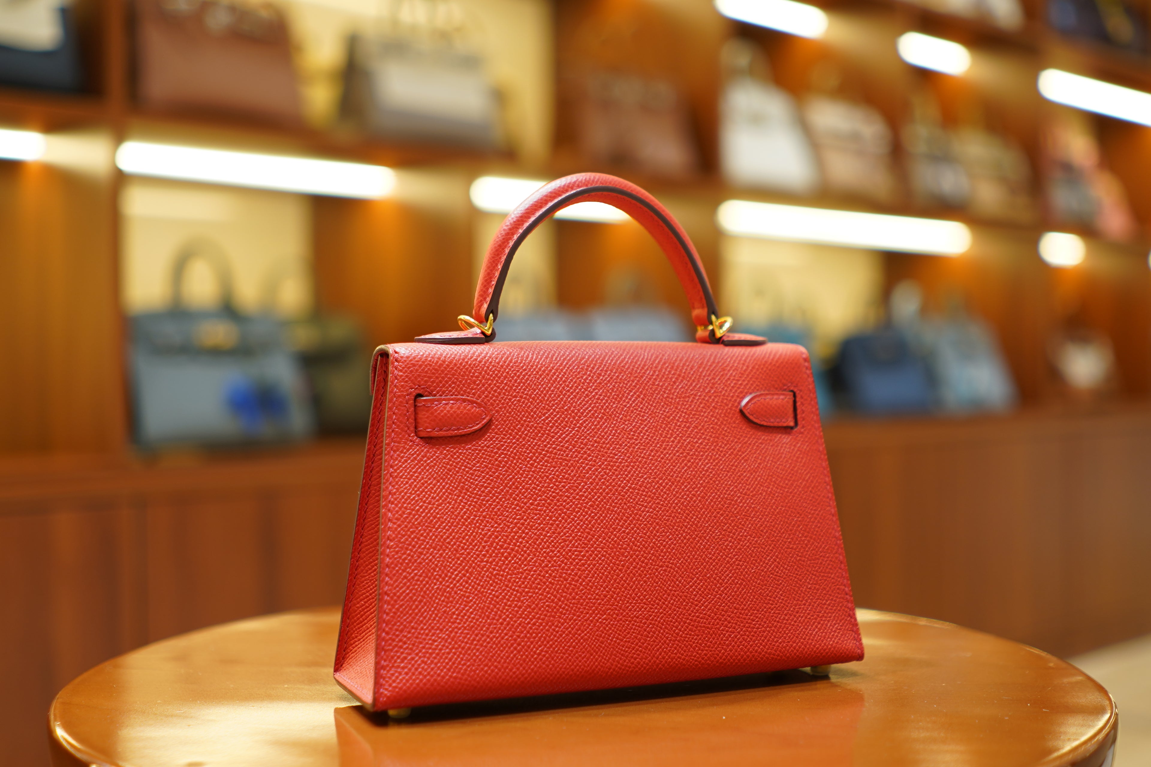 Hermes | Mini Kelly – Epsom – Rouge Casaque – Gold Hardware