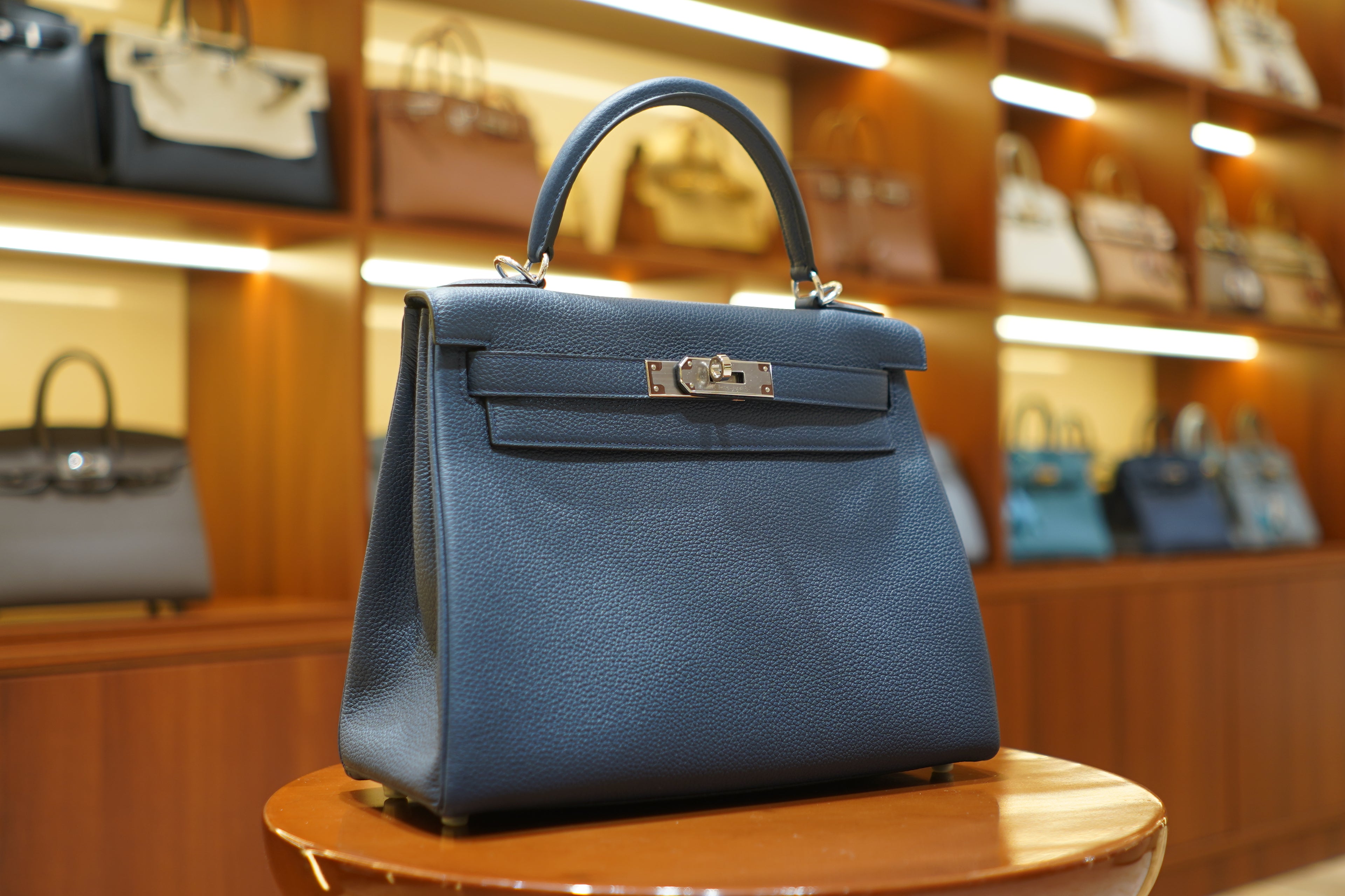 Hermes | Kelly 28 – Togo – Blue – Palladium Hardware