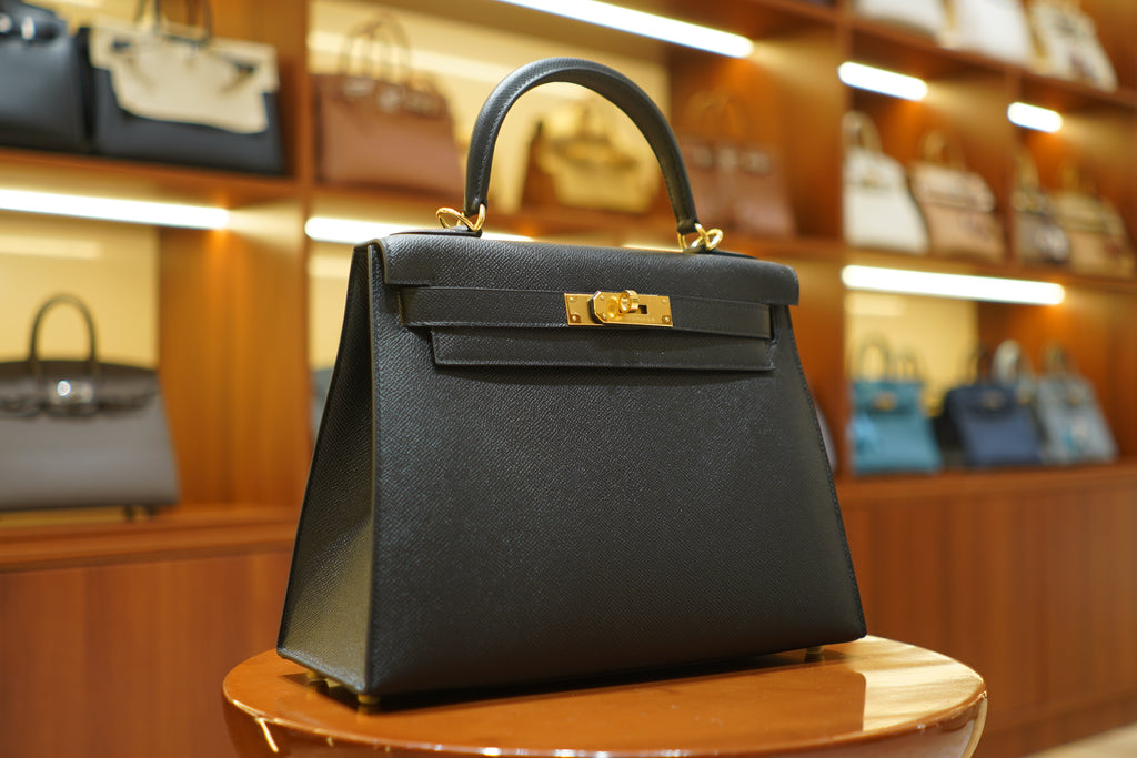 Hermes | Kelly 28 – Того – Черный – Золотая фурнитура