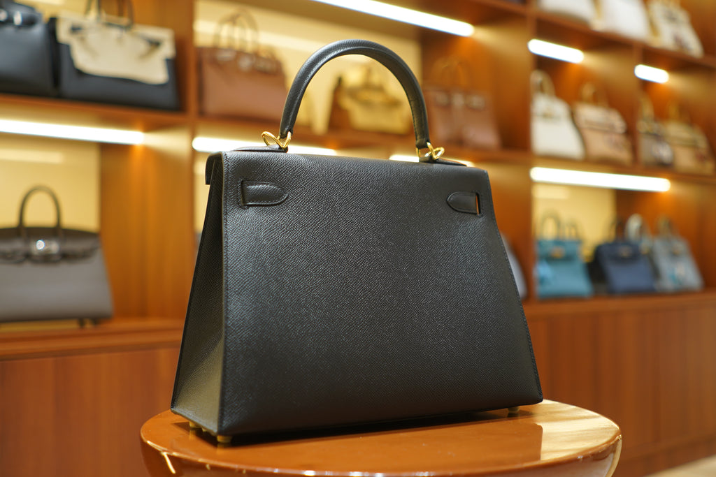 Hermes | Kelly 28 – Того – Черный – Золотая фурнитура