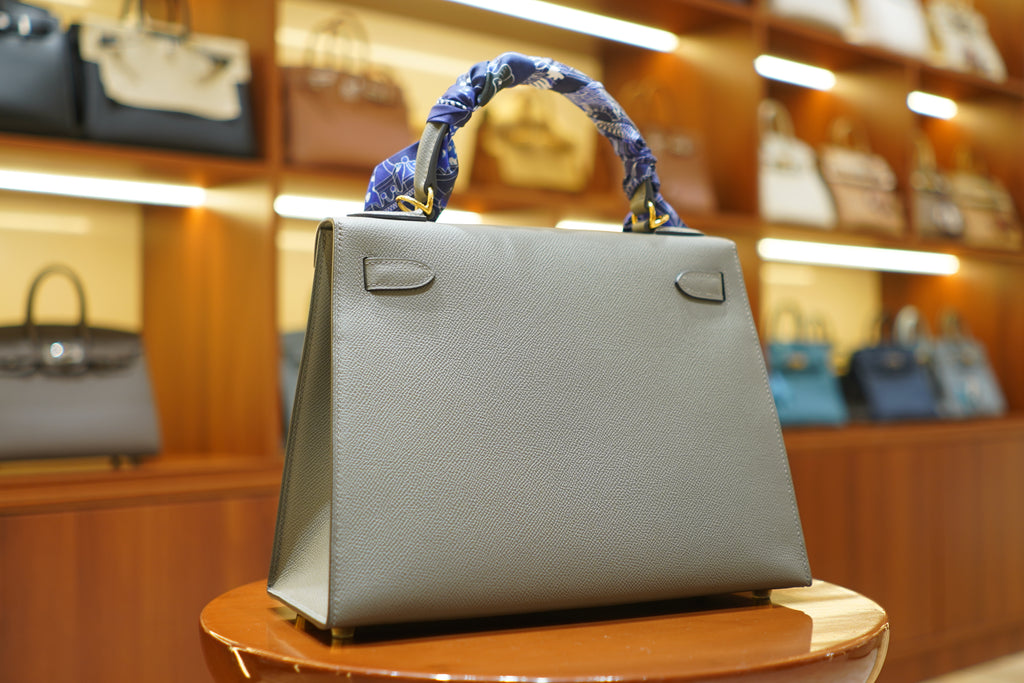 Hermes | Kelly 28 – Togo – Grau – Goldene Hardware