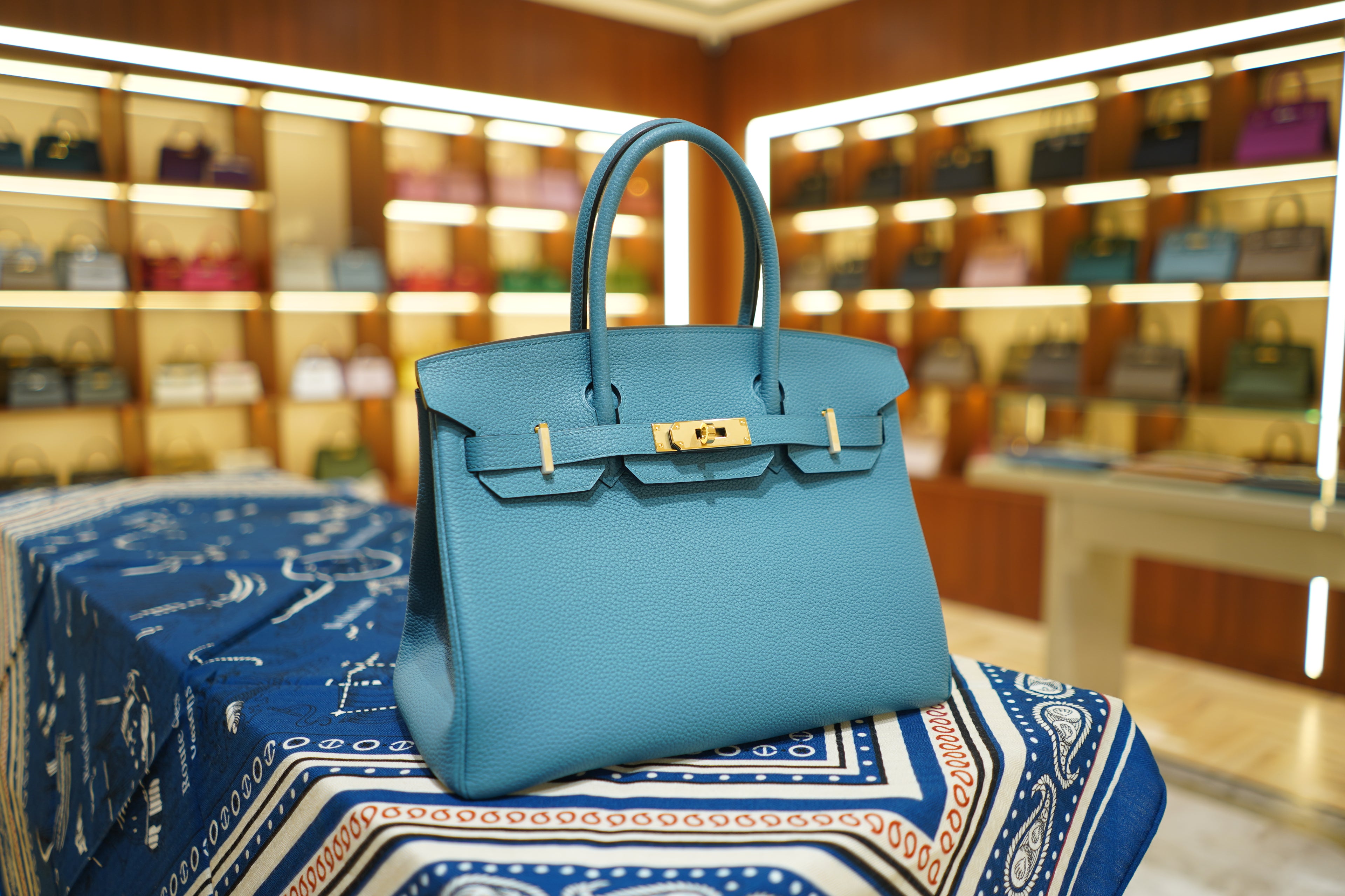 Hermes | Birkin 30 – Togo Leather – Bleu Jean – Gold Hardware