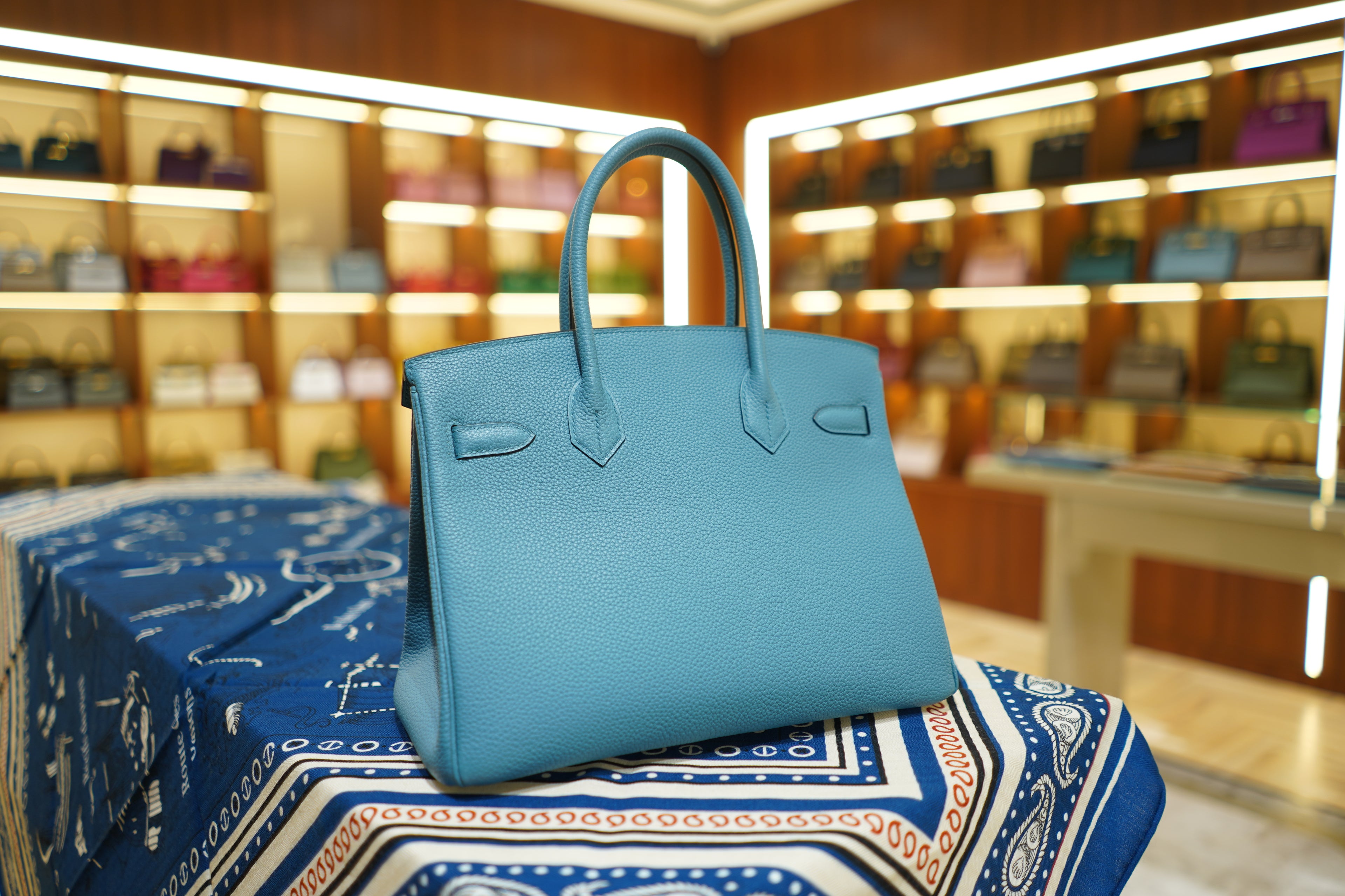 Hermes | Birkin 30 – Togo Leather – Bleu Jean – Gold Hardware