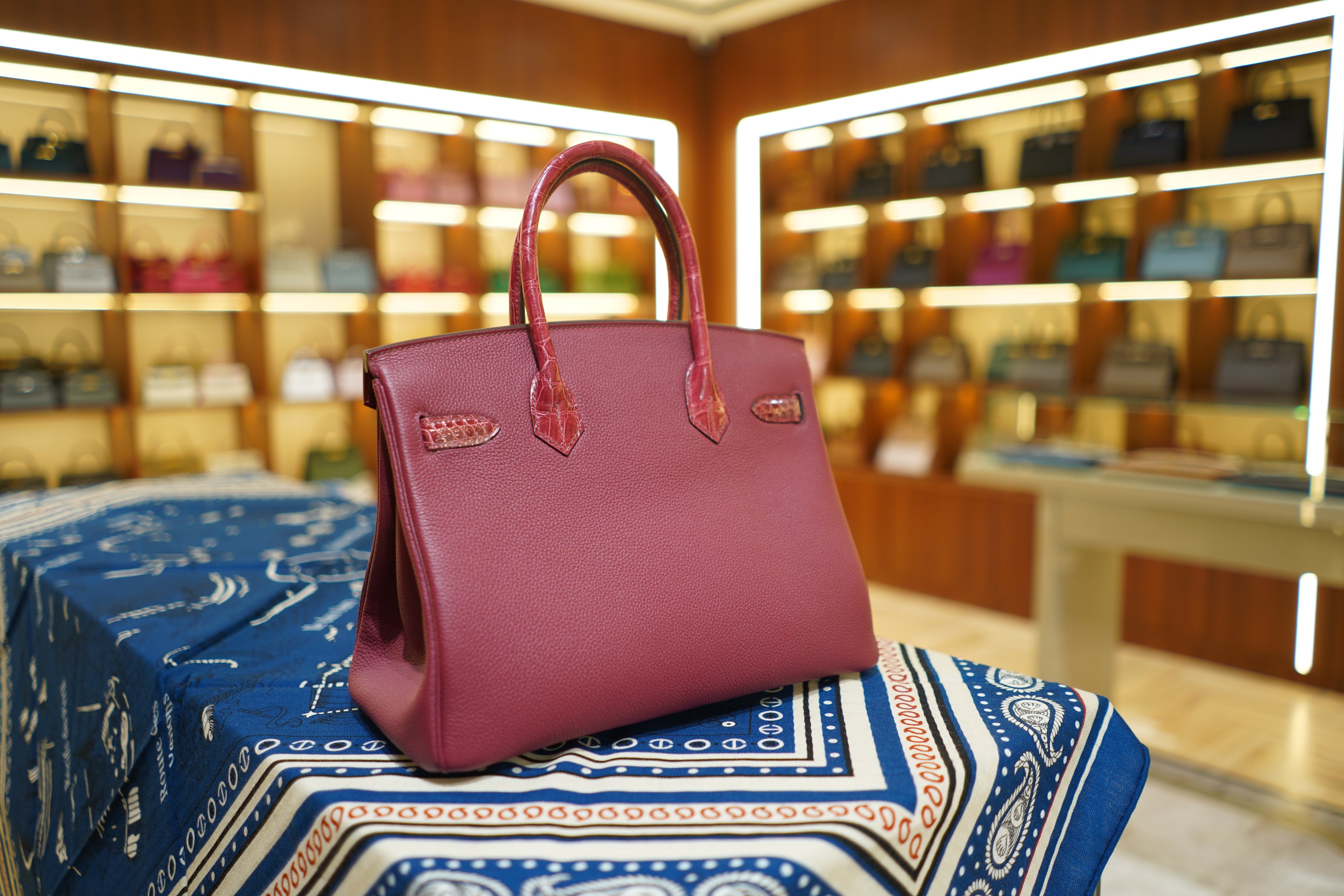 Hermes | Birkin 30 – Togo & Niloticus Crocodile – Rose – Gold Hardware